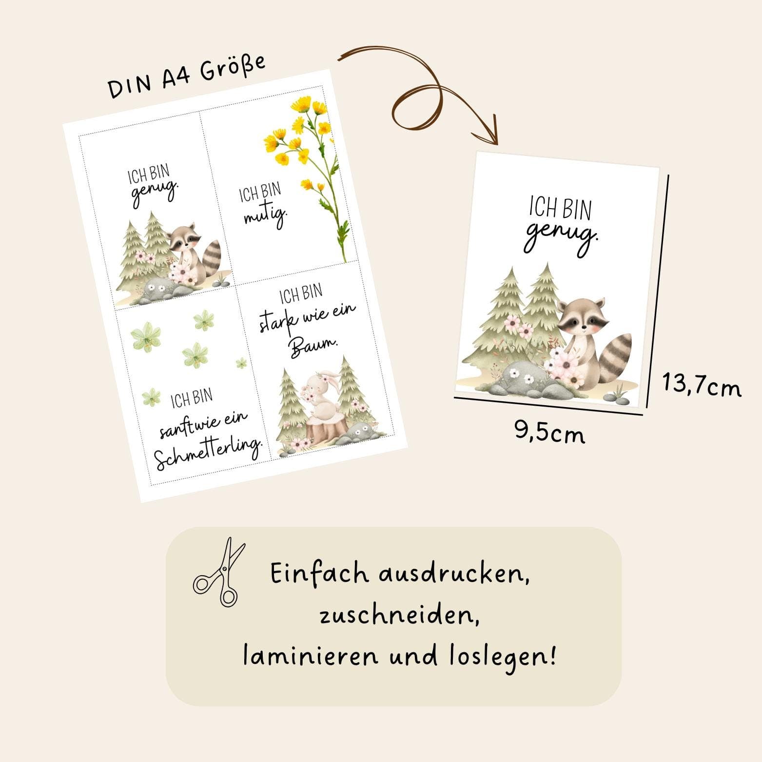 Affirmationskarten für Kinder zum ausdrucken - Mutmachkarten / Positive Glaubenssätze / Selbstbewusstsein stärken / PDF - image 4