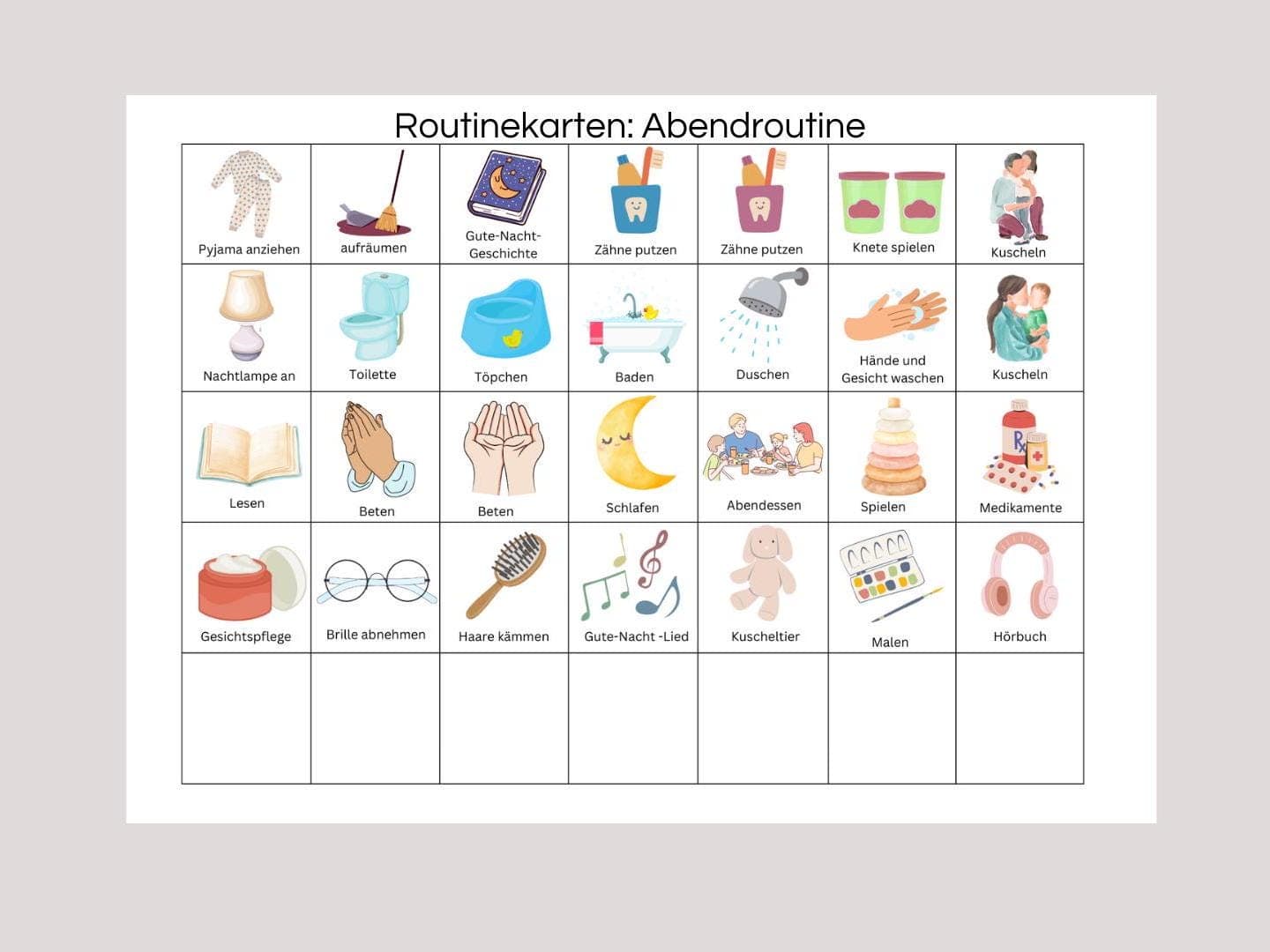 Morgen & Abendroutine für Kinder Einhorn Regenbogen, Routineplan für Kinder, Routinekarten Kinder, Belohnungstafel Kinder - image 4