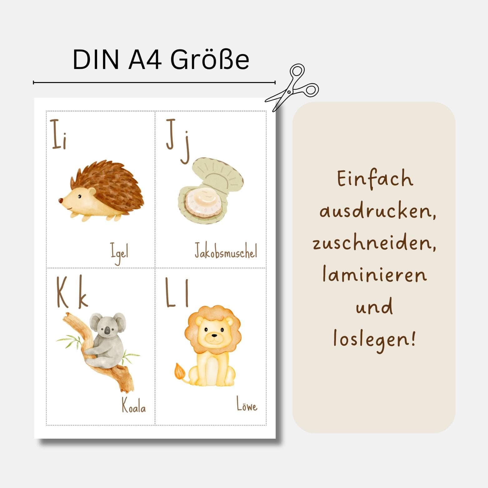 ABC Lernkarten Tiere, Wissenskarten, Lernmaterial für Kinder, Alphabet Karten - image 3