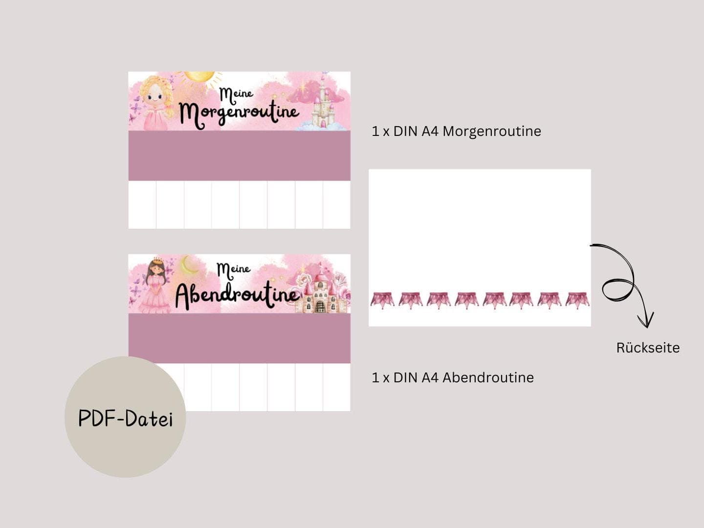 Morgen & Abendroutine für Kinder Prinzessin Schloss, Tagesplan für Kinder, Routineplan zum ausdrucken, Routineplan für Kinder - image 5