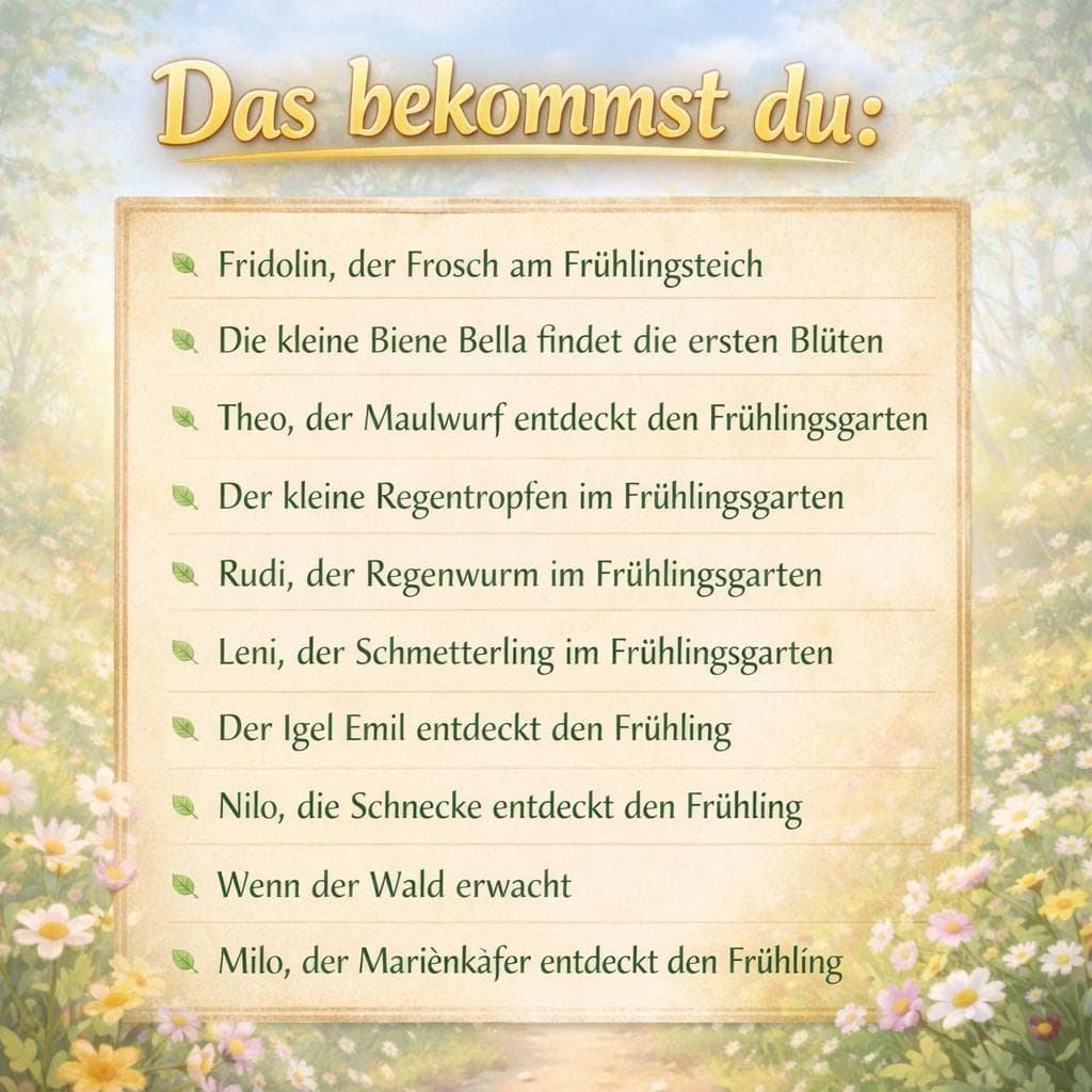 Kamishibai Frühling Bundle – 10 Geschichten für Kita & Kindergarten – Bildkarten + PDF – Erzähltheater Frühling – Vorschule Material - image 4