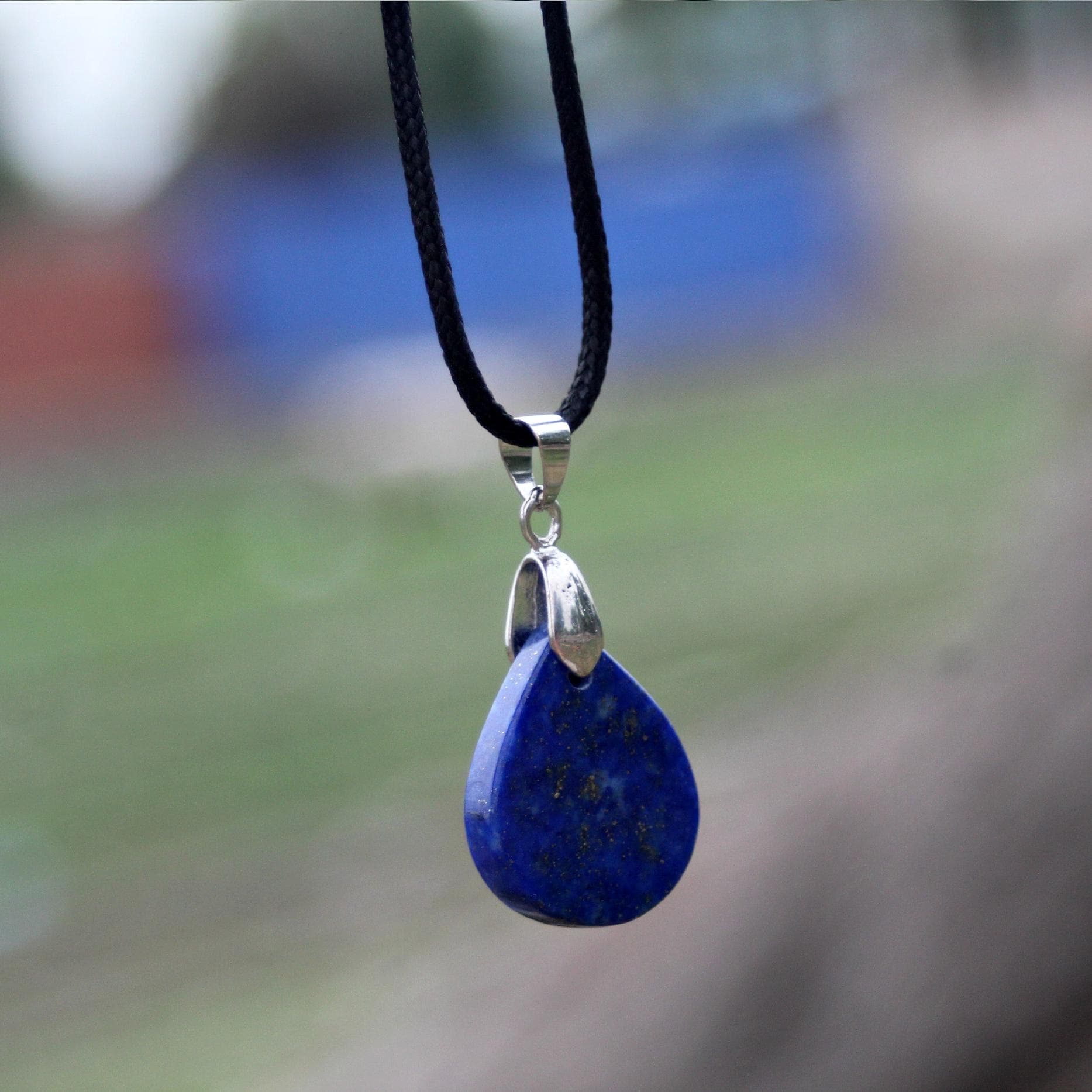 Natural Lapis Lazuli Pendant – Handmade Afghan Gemstone Necklace on Leather Cord, Healing Crystal Jewelry - image 3