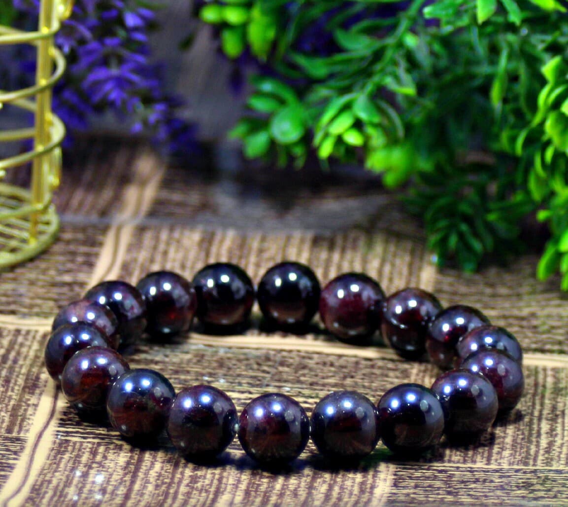 Red Garnet Bracelet, 6/8/10/12 mm - Real Gemstone Unisex Bracelet, Love Bracelet, Motivation Bracelet, Chakra Bracelet, Gift for Love Ones - image 3