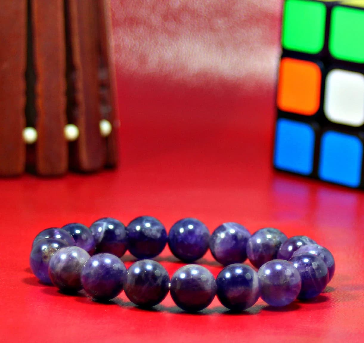 Purple Amethyst Gemstone Stretch Bracelet Beaded Bracelet Unisex Bracelets -8/10/12 mm Healing Bracelet Motivation Bracelet Energy Bracelet - image 2