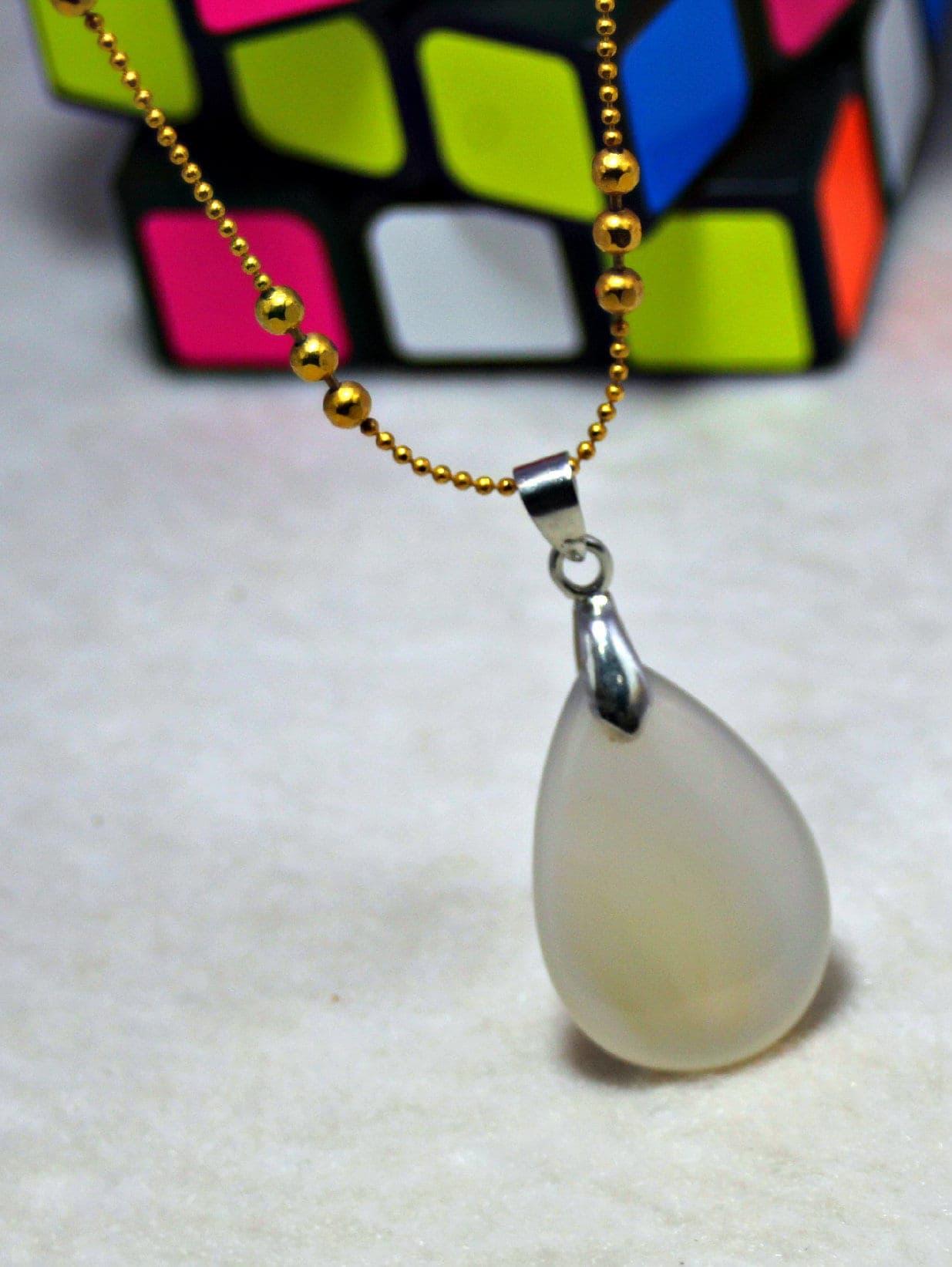 White Agate Necklace, Bridesmaid Necklace, Stone Pendent Wedding Jewelry, Gift for Her - image 5