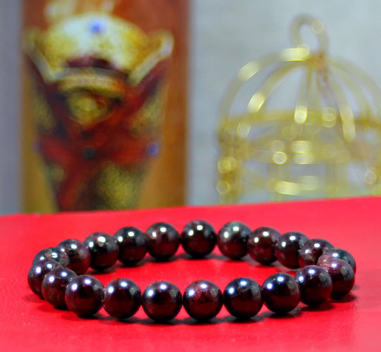 Natural Red Garnet Bracelet Top AAA Quality 6,8,10MM Size available, Round Red Garnet Bracelet, Red Garnet Bracelet, Polished Gift Bracelet - image 4