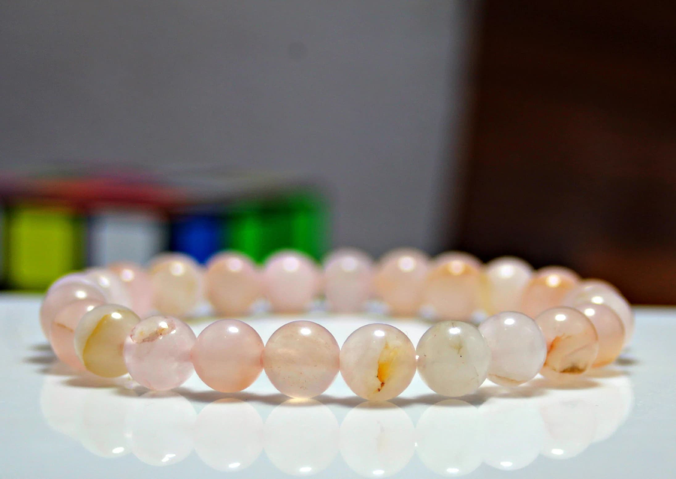Pink Rose Quartz Stretch Bracelet /6/8/10 mm - Natural Semi Precious Gemstone Bracelet - Gift for Her - Girly Bracelet - Love Energy Gift