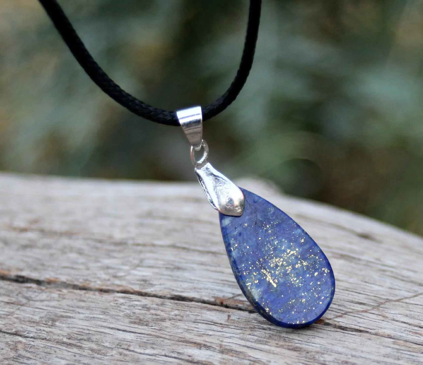Lapis Lazuli Pendant Necklace – Natural Handmade Afghan Gemstone on Leather Cord, Healing Crystal Jewelry - image 4