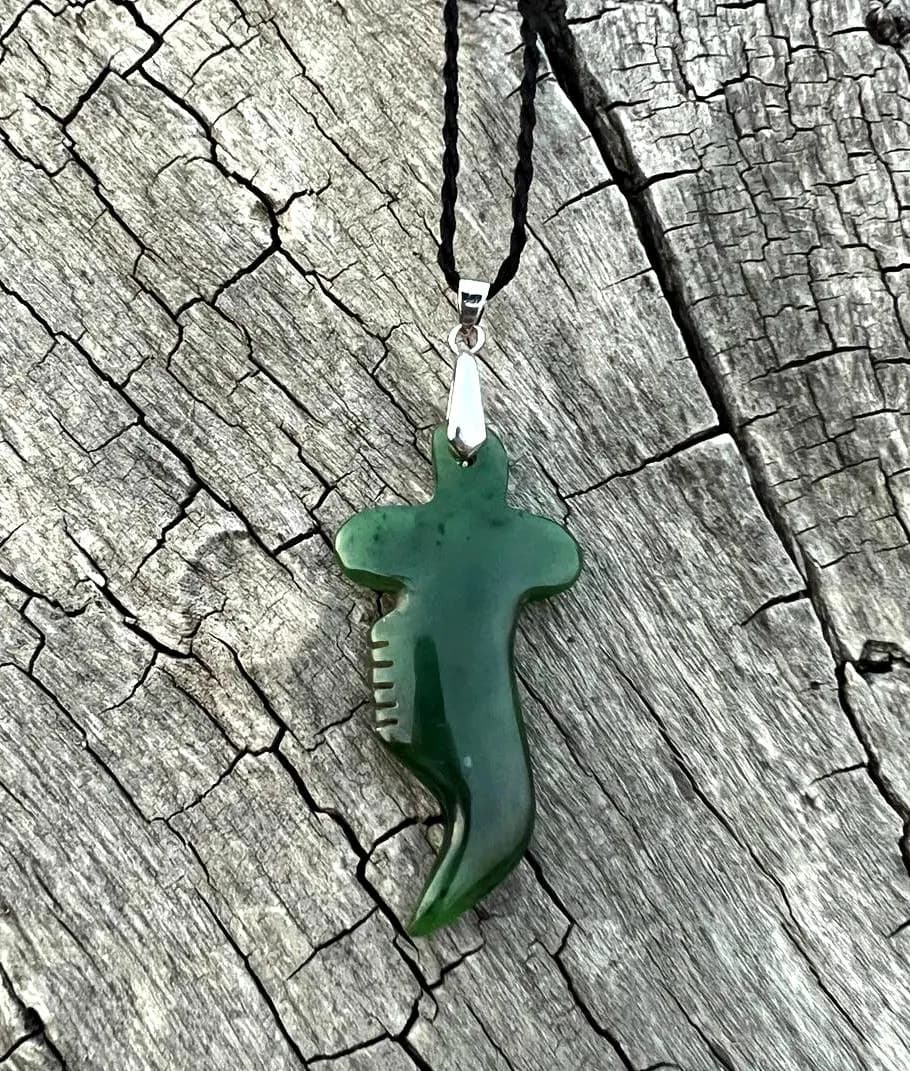 Nephrite Jade Dagger Pendant – Handmade Carved Green Jade Necklace – Unique Crystal Jewelry - image 2