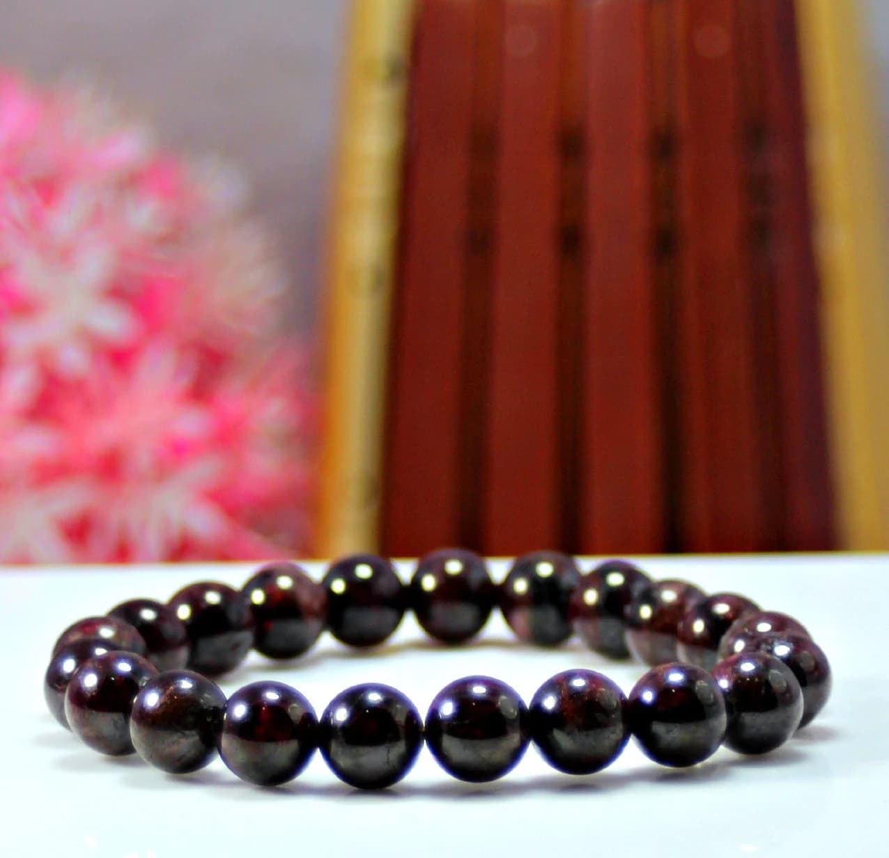 Natural Red Garnet Bracelet Top AAA Quality 6,8,10MM Size available, Round Red Garnet Bracelet, Red Garnet Bracelet, Polished Gift Bracelet