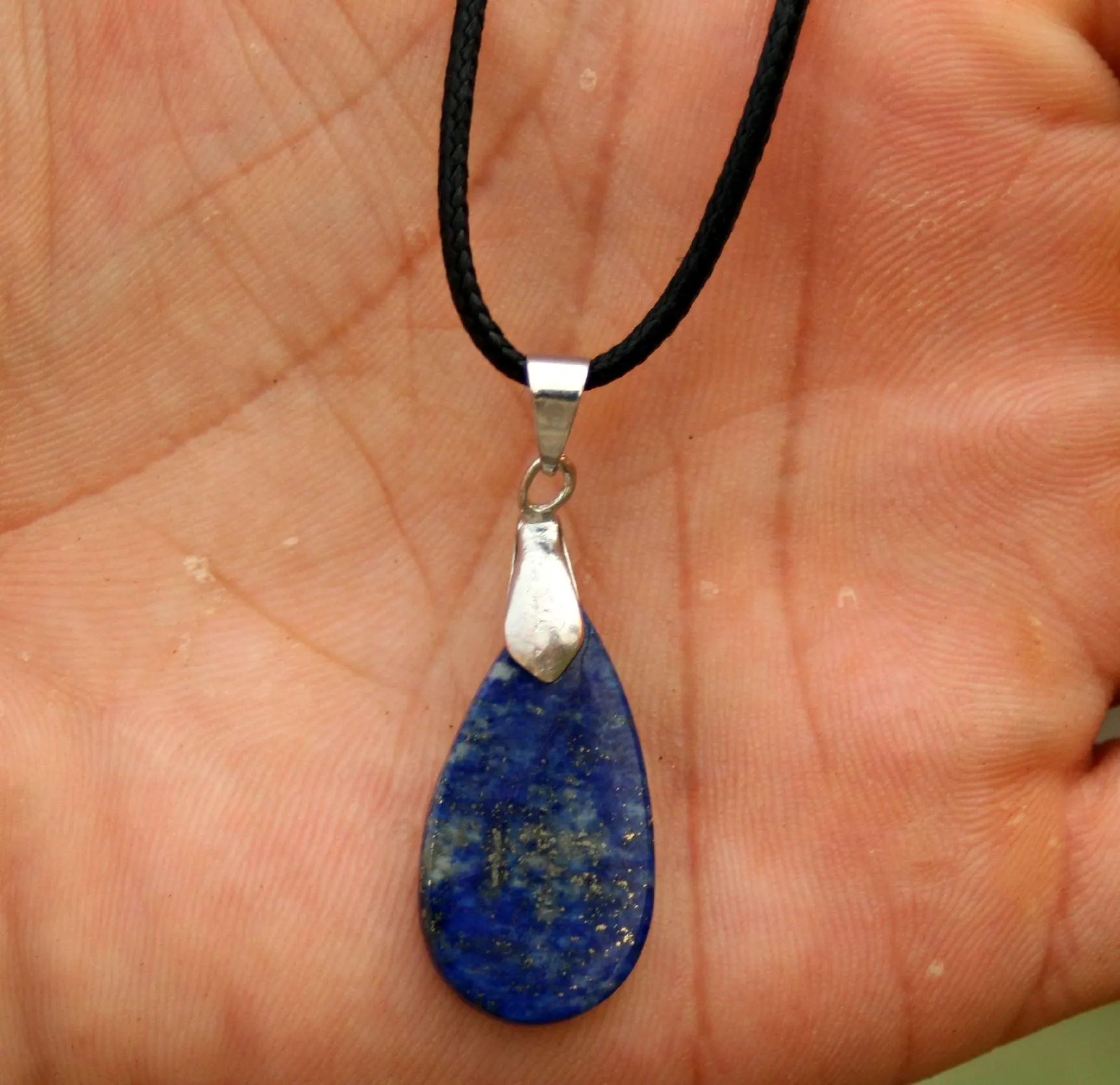 Lapis Lazuli Pendant Necklace – Natural Handmade Afghan Gemstone on Leather Cord, Healing Crystal Jewelry - image 5