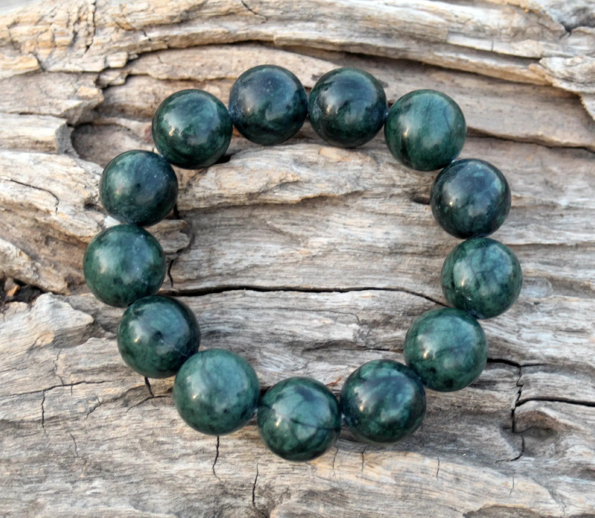 Nephrite Jade Bracelet – AAA Natural Green Gemstone Handmade Stretch Crystal Jewelry Gift for Mom, Friends & Loved Ones