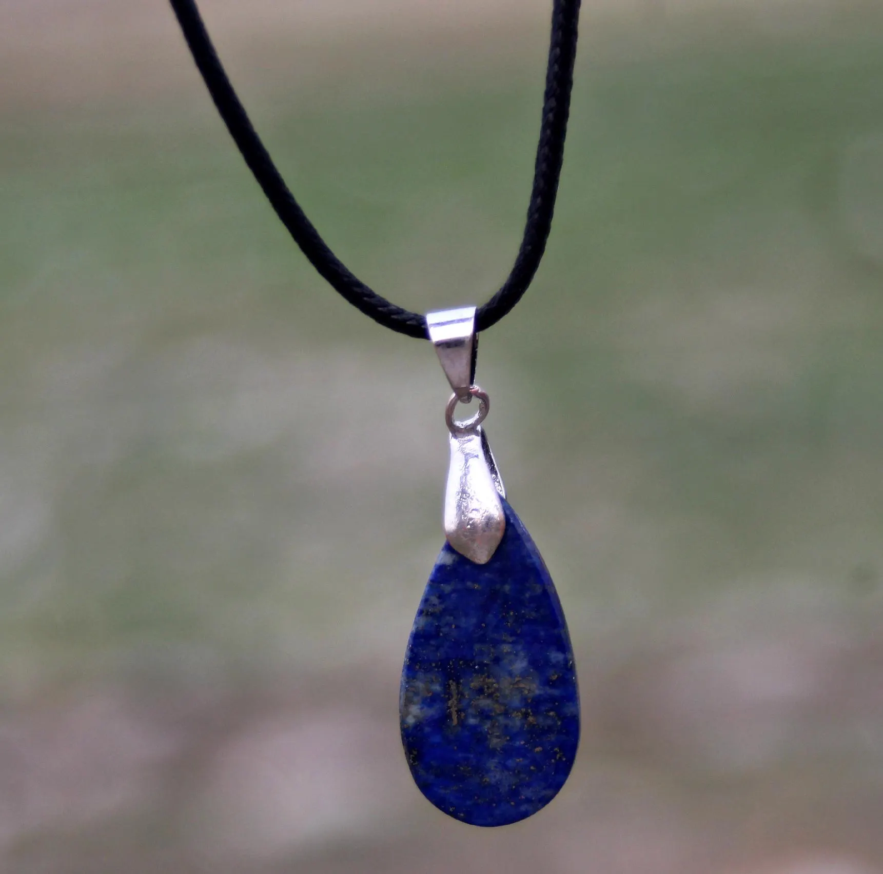 Lapis Lazuli Pendant Necklace – Natural Handmade Afghan Gemstone on Leather Cord, Healing Crystal Jewelry - image 3