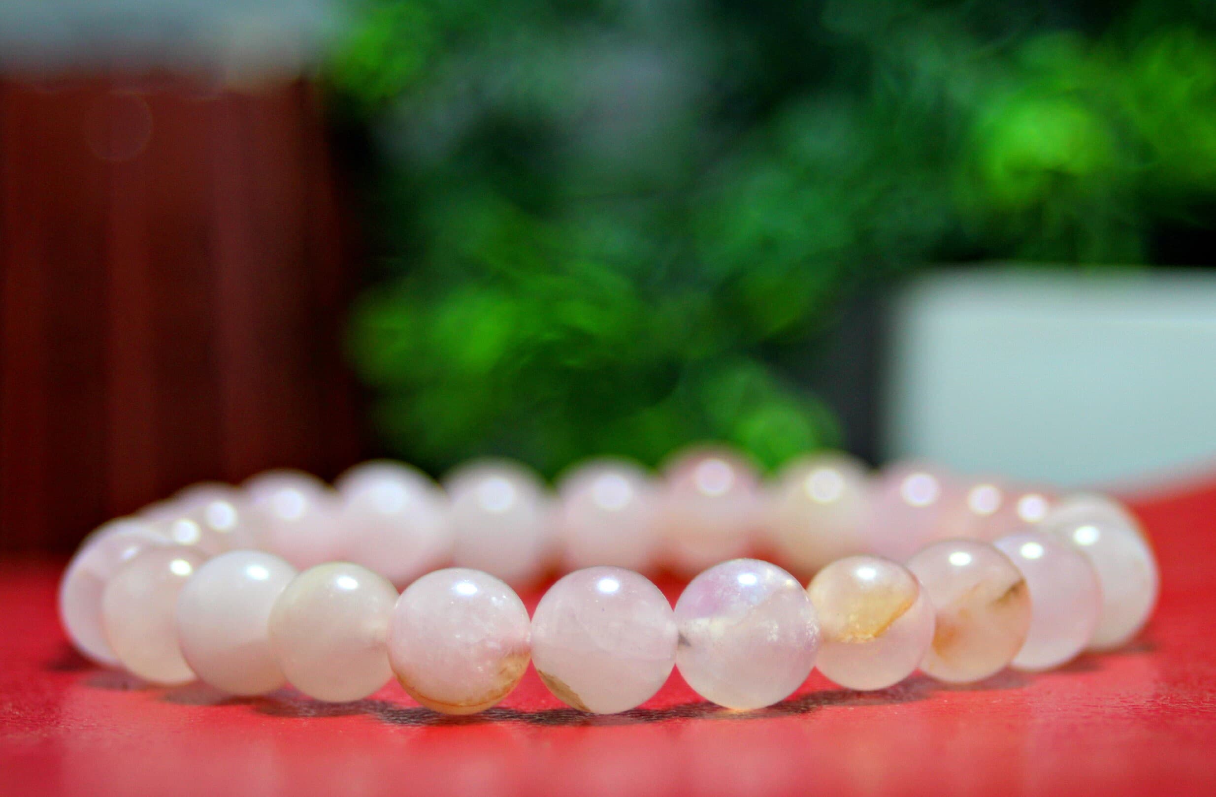 Pink Rose Quartz Stretch Bracelet /6/8/10 mm - Natural Semi Precious Gemstone Bracelet - Gift for Her - Girly Bracelet - Love Energy Gift - image 3