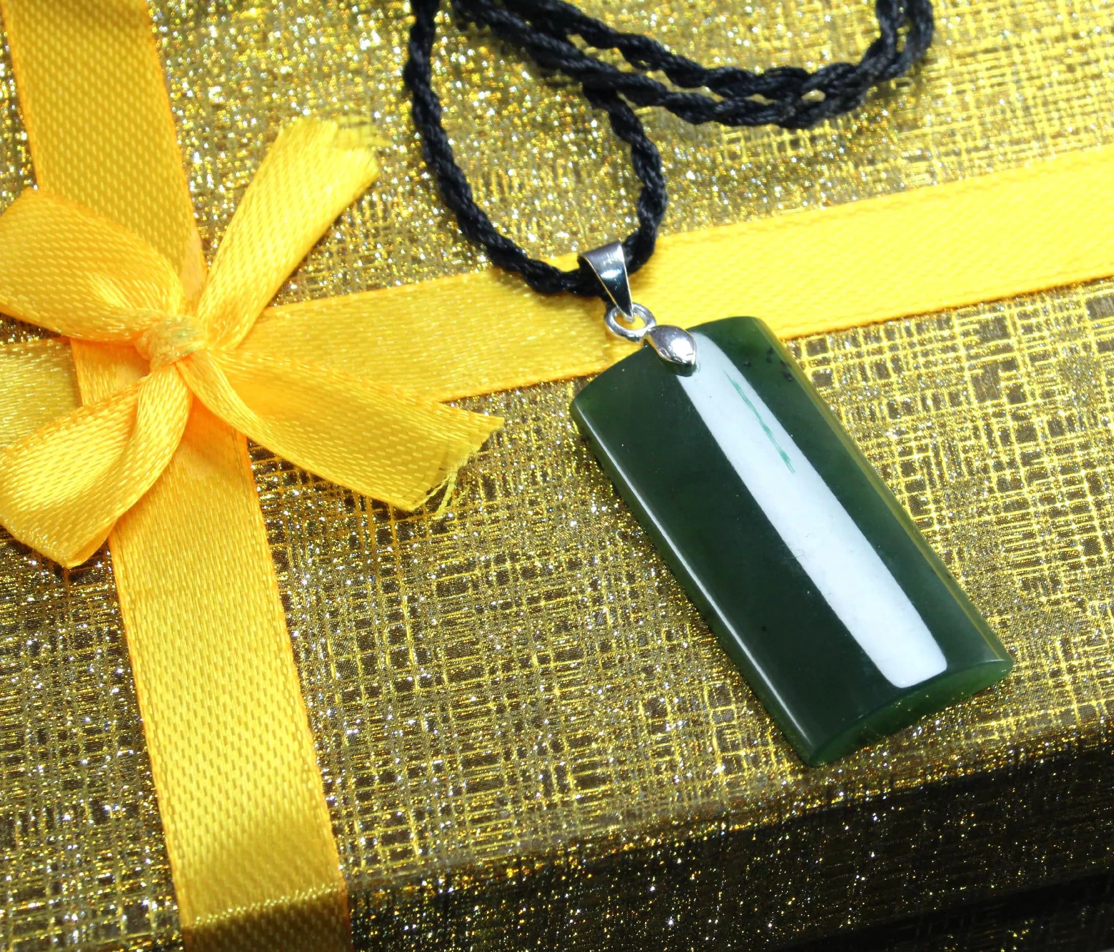 Nephrite Jade Pendant – Authentic Pakistani Hand‑Carved Raw Edge Necklace, Adjustable Unisex Choker
