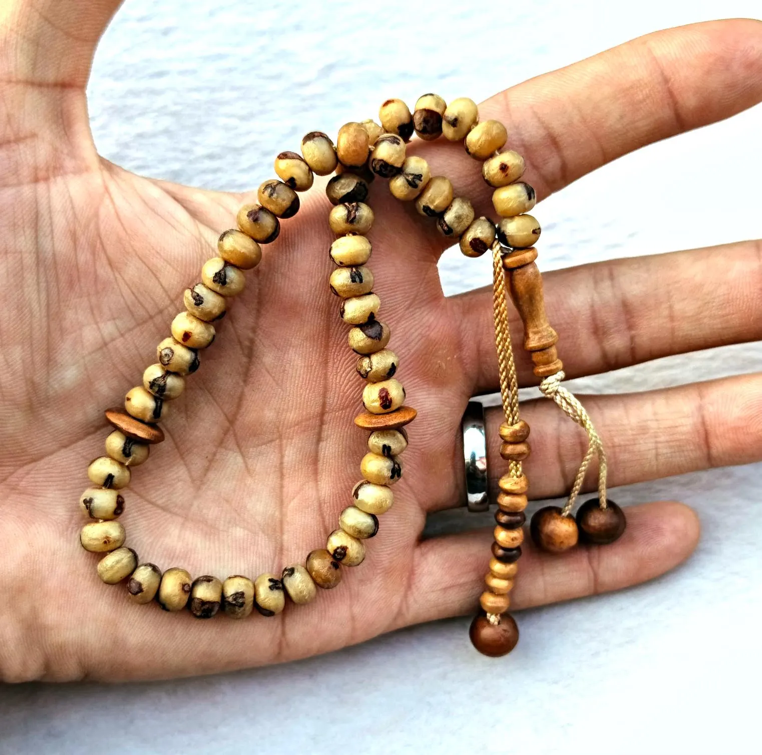 Original Date Seed Islamic Tasbih – 99–100 Natural Beads Handmade Misbaha Rosary for Dhikr & Prayer - image 4