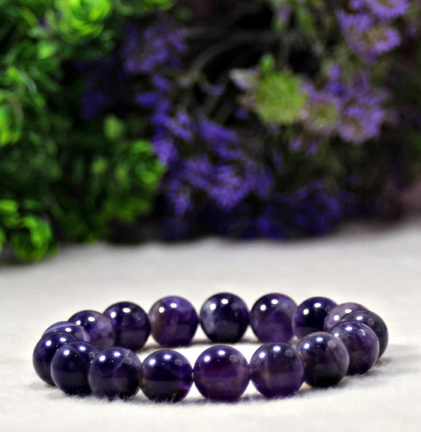 Purple Amethyst Gemstone Stretch Bracelet Beaded Bracelet Unisex Bracelets -8/10/12 mm Healing Bracelet Motivation Bracelet Energy Bracelet - image 5
