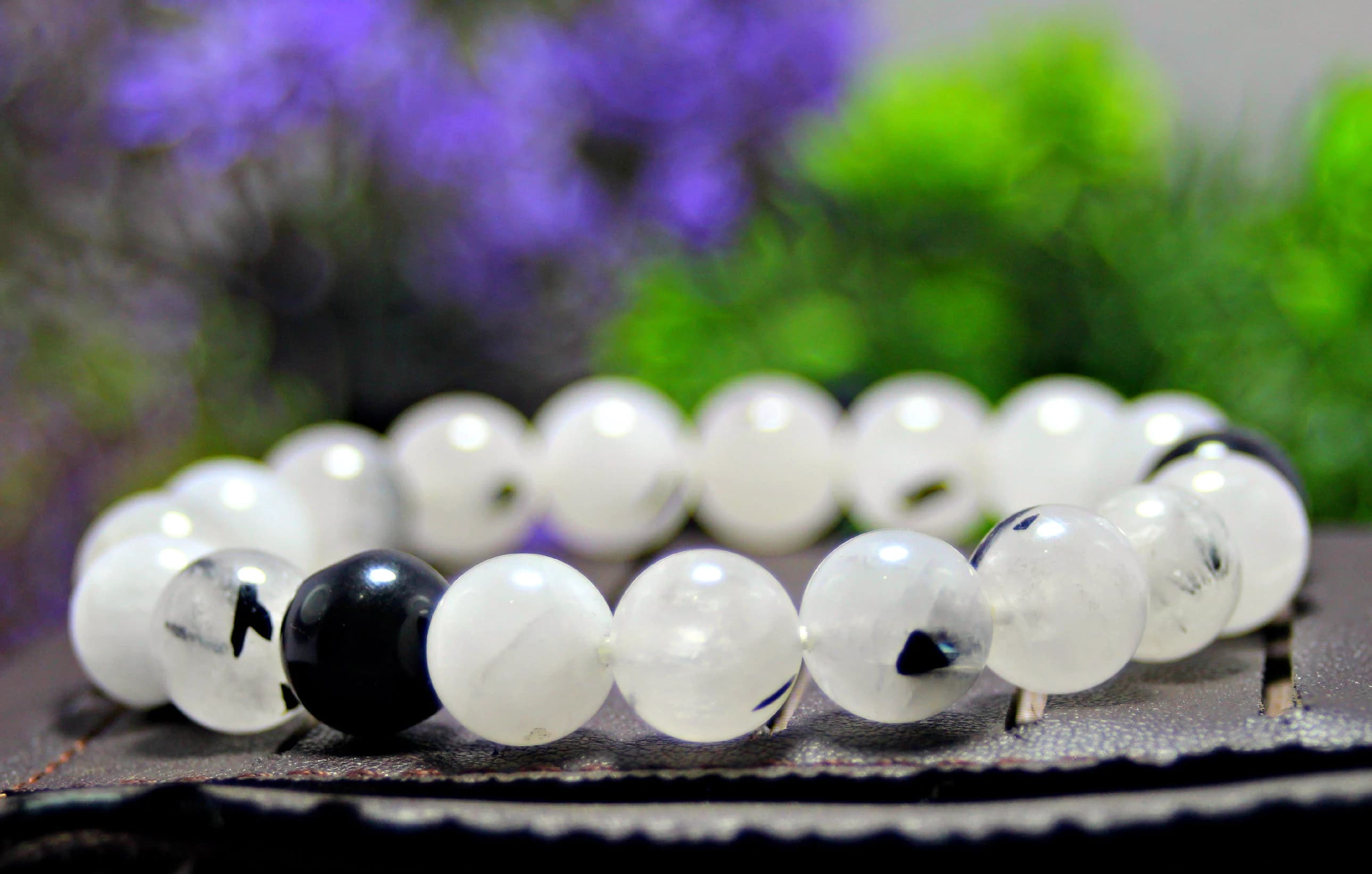 Black Rutilated Quartz Bracelet with Black Tourmaline (10mm beads) Round Beads, Handmade Jewelry, Natural Bracelet, Couple Gift Bracelet - image 4
