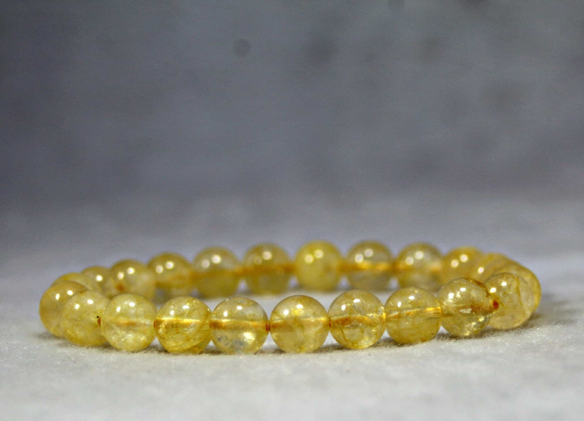 Yellow Citrine Stretch Bracelet, Citrine Beaded Bracelet, Unisex Bracelets, Citrine Jewelry - Natural Citrine Gemstone Beaded Bracelet - image 4