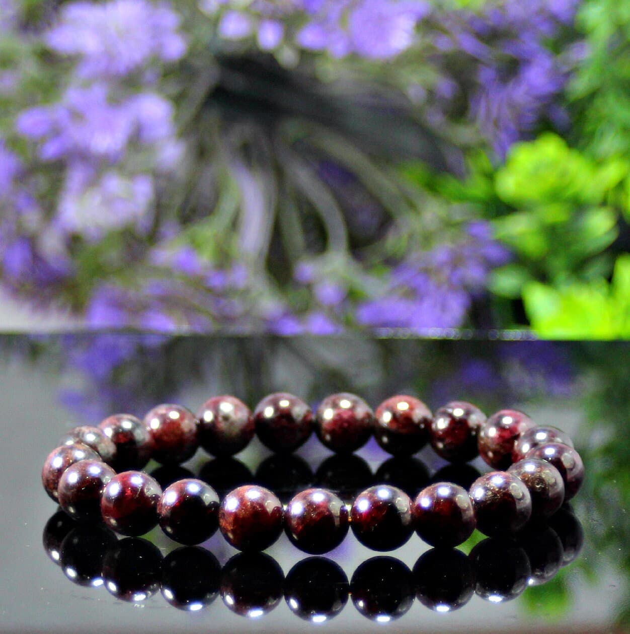 Natural Red Garnet Bracelet Top AAA Quality 6,8,10MM Size available, Round Red Garnet Bracelet, Red Garnet Bracelet, Polished Gift Bracelet - image 3