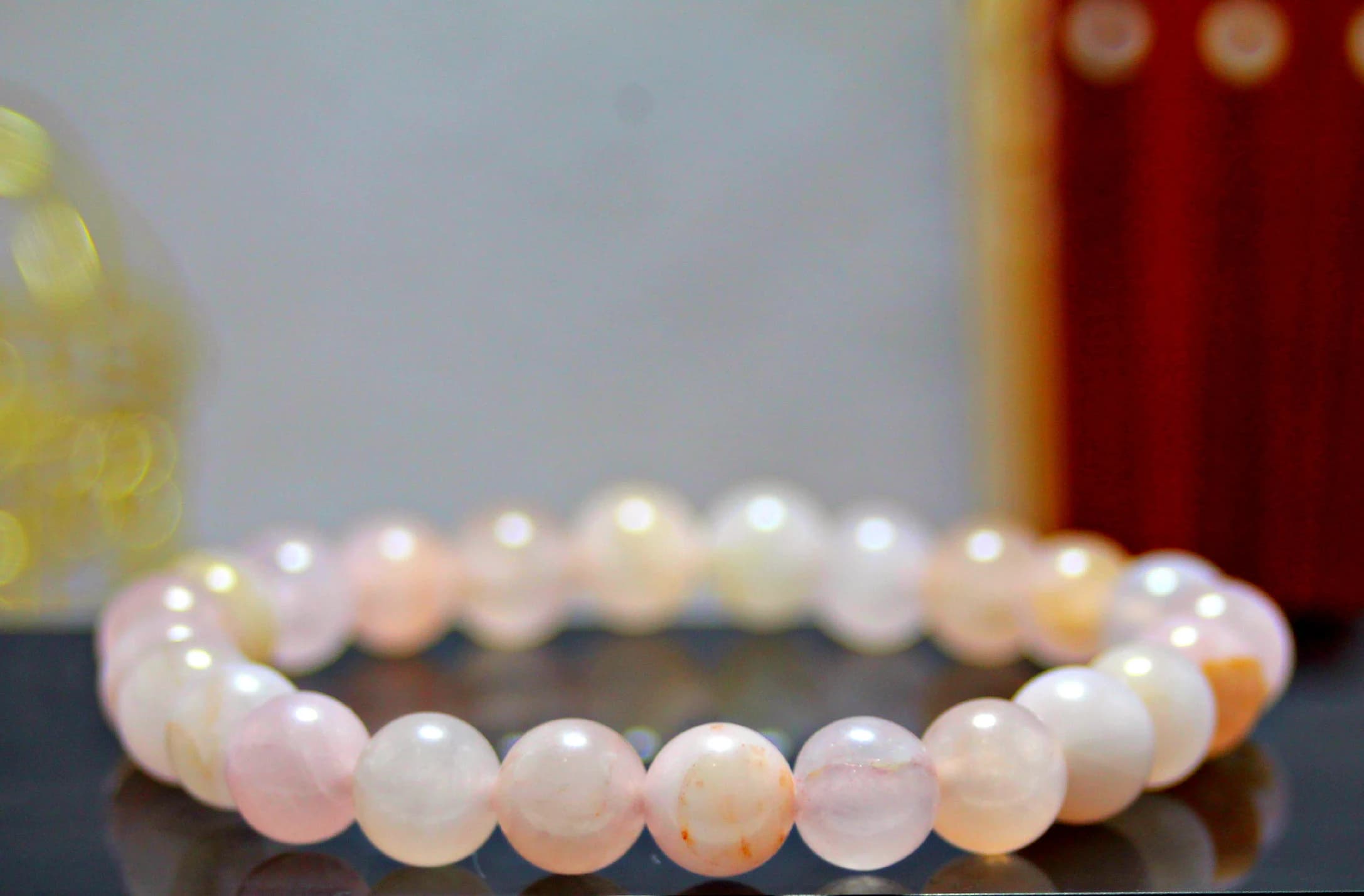 Pink Rose Quartz Stretch Bracelet /6/8/10 mm - Natural Semi Precious Gemstone Bracelet - Gift for Her - Girly Bracelet - Love Energy Gift - image 2