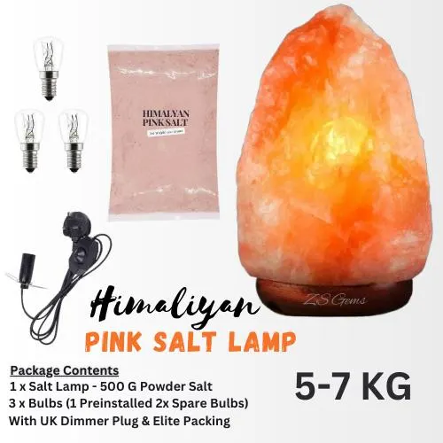 Himalayan Pink Salt Lamp (5-7 KG) – Natural Crystal Rock, Dimmer Switch   With Free 3 Bulbs - image 4