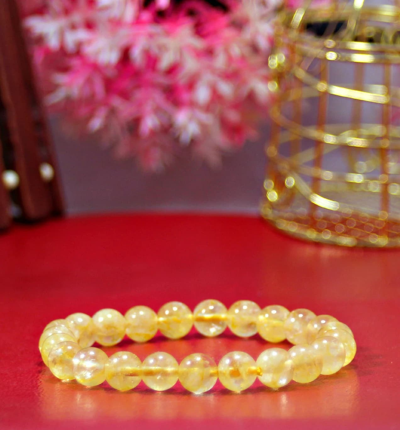 Yellow Citrine Stretch Bracelet, Citrine Beaded Bracelet, Unisex Bracelets, Citrine Jewelry - Natural Citrine Gemstone Beaded Bracelet - image 5