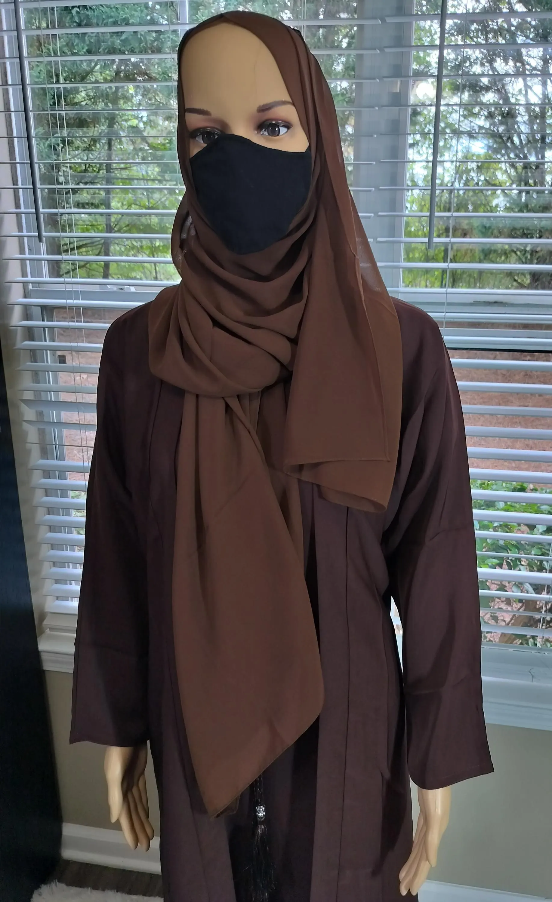 Plain Nidah Abaya 4ps Set: Modest Kimono Dress with Headscarf & Belt - image 4