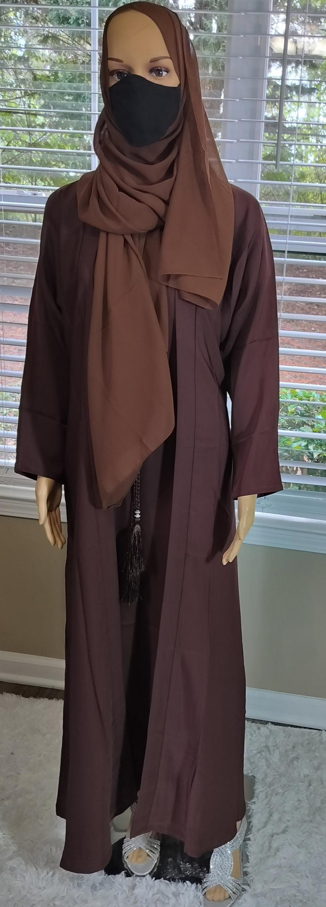 Plain Nidah Abaya 4ps Set: Modest Kimono Dress with Headscarf & Belt - image 4
