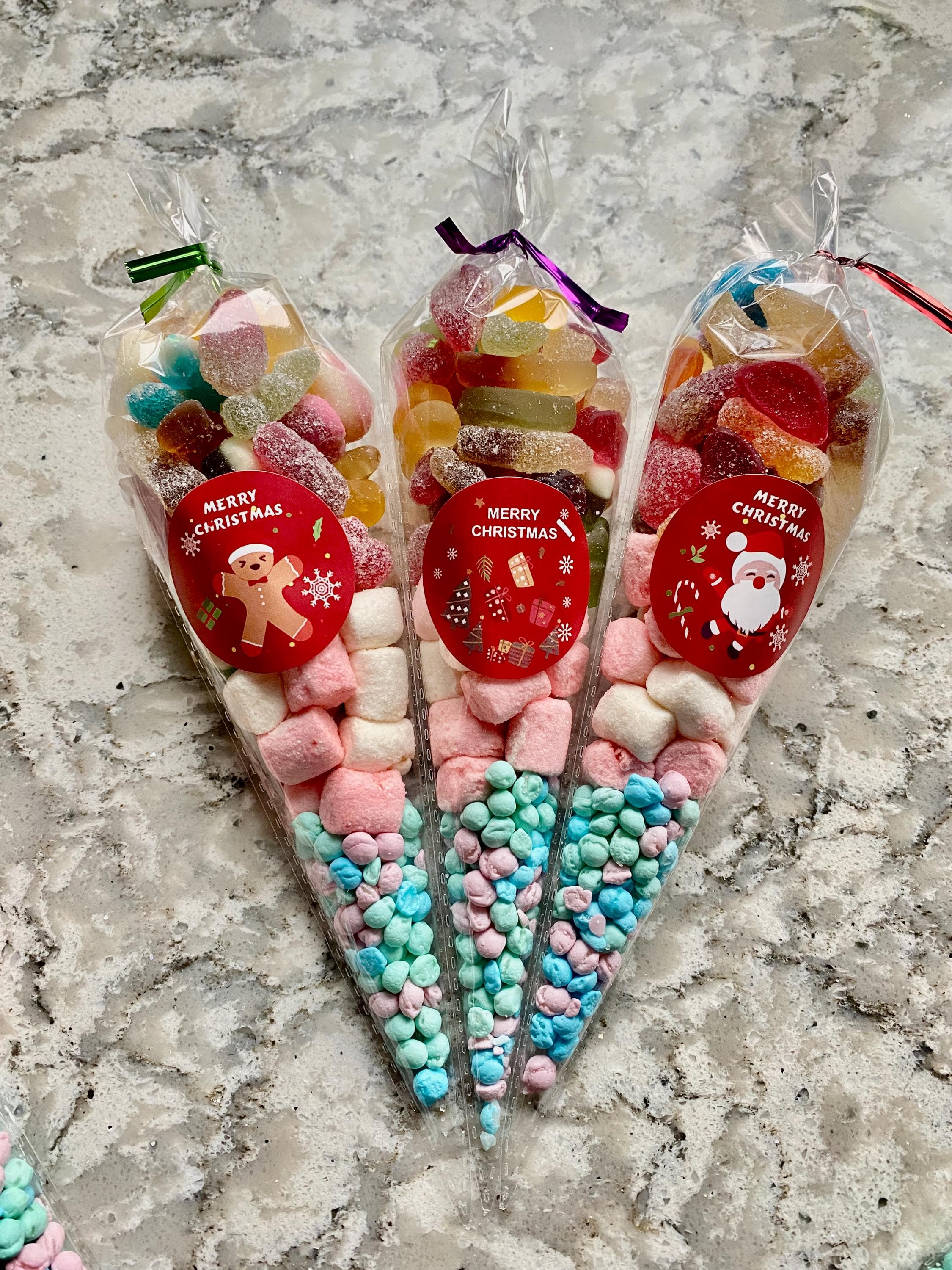 Christmas Sweet Cone + FREE STICKER | Snowman | Reindeer | Father Christmas | Elf | Merry | Tree | Penguin | Santa | Stocking Filler Bauble - image 3