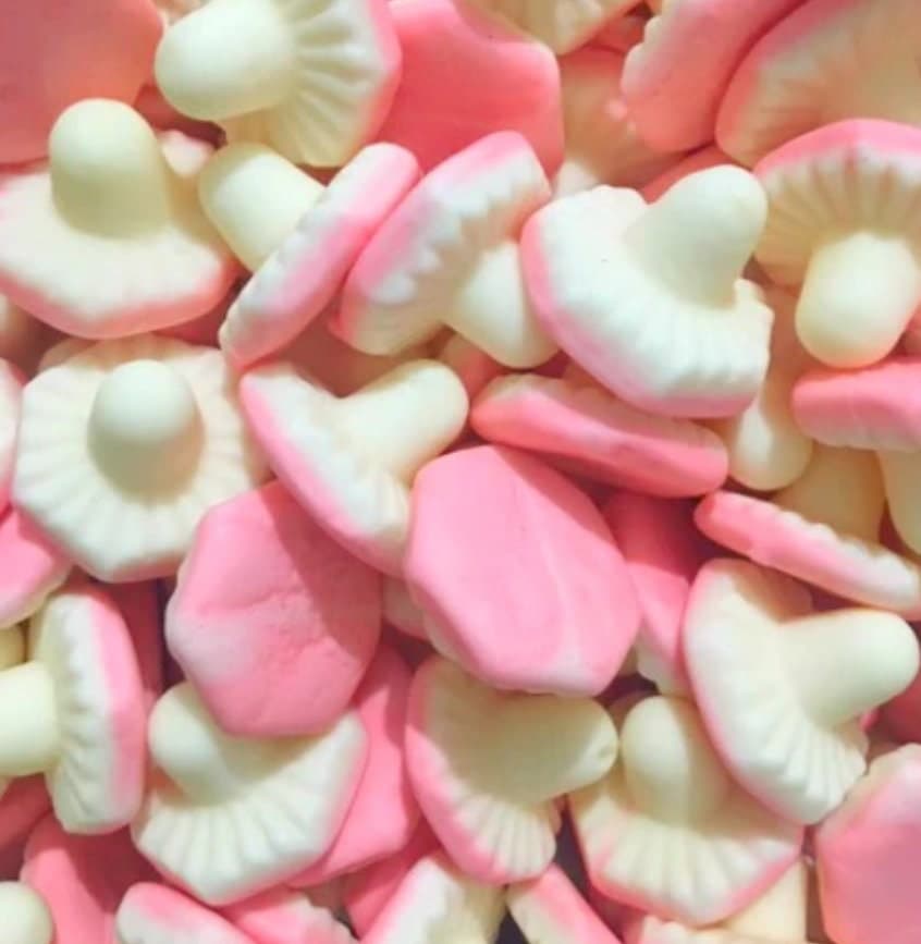 Strawberry Mushrooms LARGE | Pick and Mix | Halal Sweets | Sweetzone Bebeto Sweeto Kingsway Haribo Bubs Millions | 100g 250g 500g 1kg 1.5kg