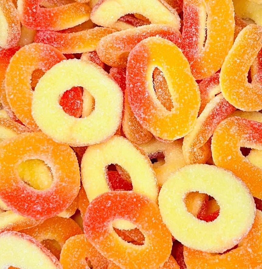 Peach Rings | Pick and Mix | Halal Sweets | Sweetzone Bebeto Sweeto Kingsway Haribo Bubs Millions | 100g 250g 500g 1kg 1.5kg