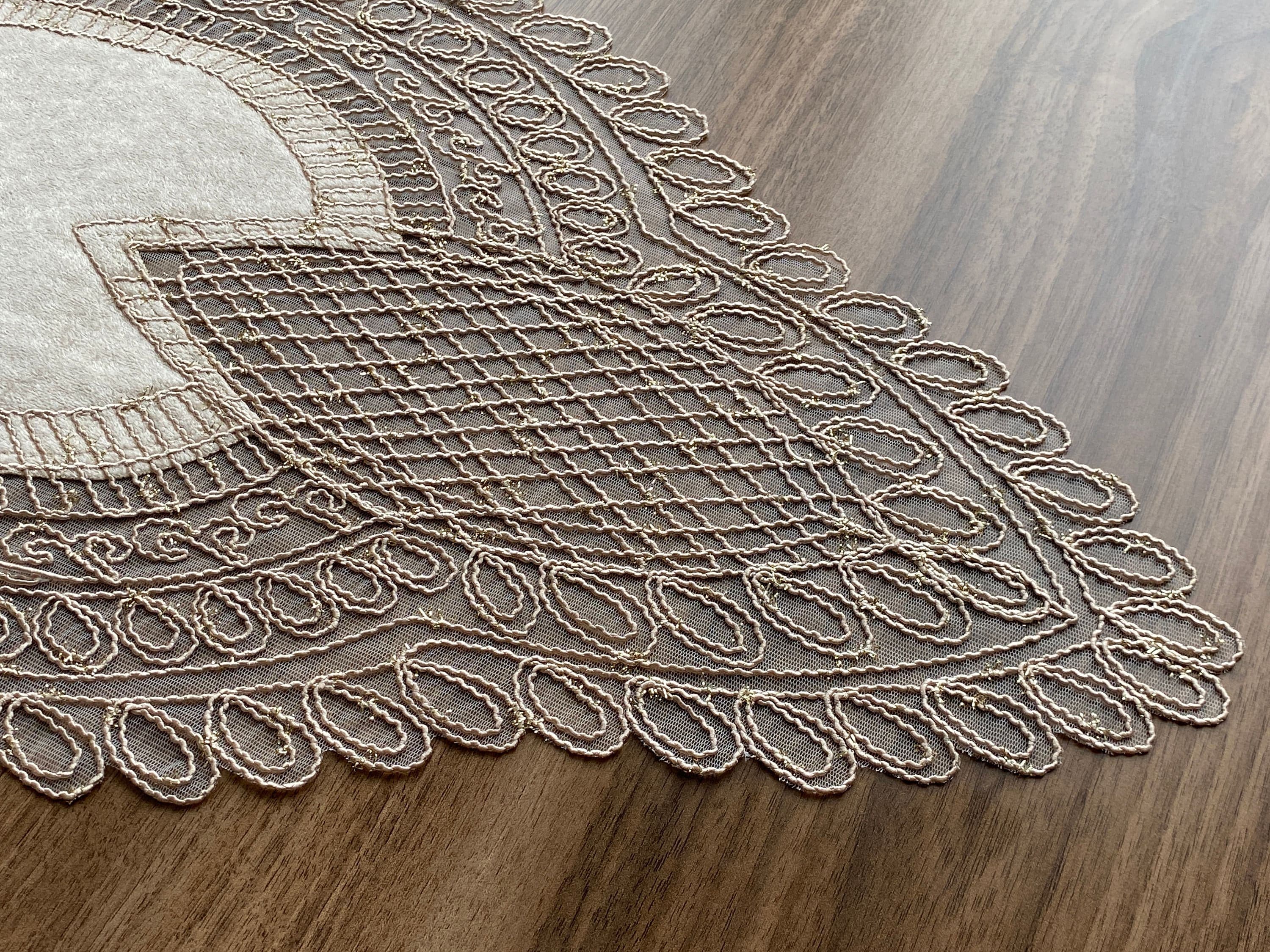 Cappuccino French Lace Table Runner, Delicate French Lace Table Runner For Wedding Table, Table Decoration, Organizations, Weddings, LC214 - image 5