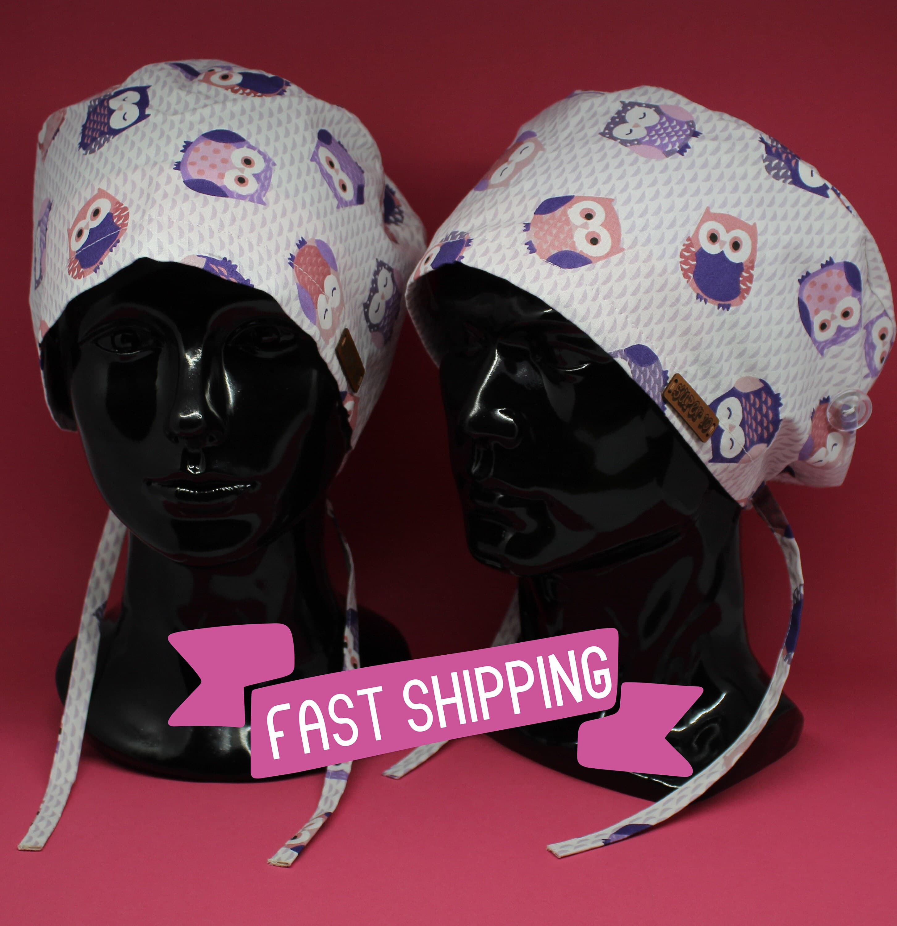 Anime Owl Scrub Hat, Scrub Cap, Stretchy Scrub Cap, Chef Hat, Women's Scrub Hat, Scrub Hat In Uk, Scrub Hats, Scrub Hat Light, HAT111 - image 3