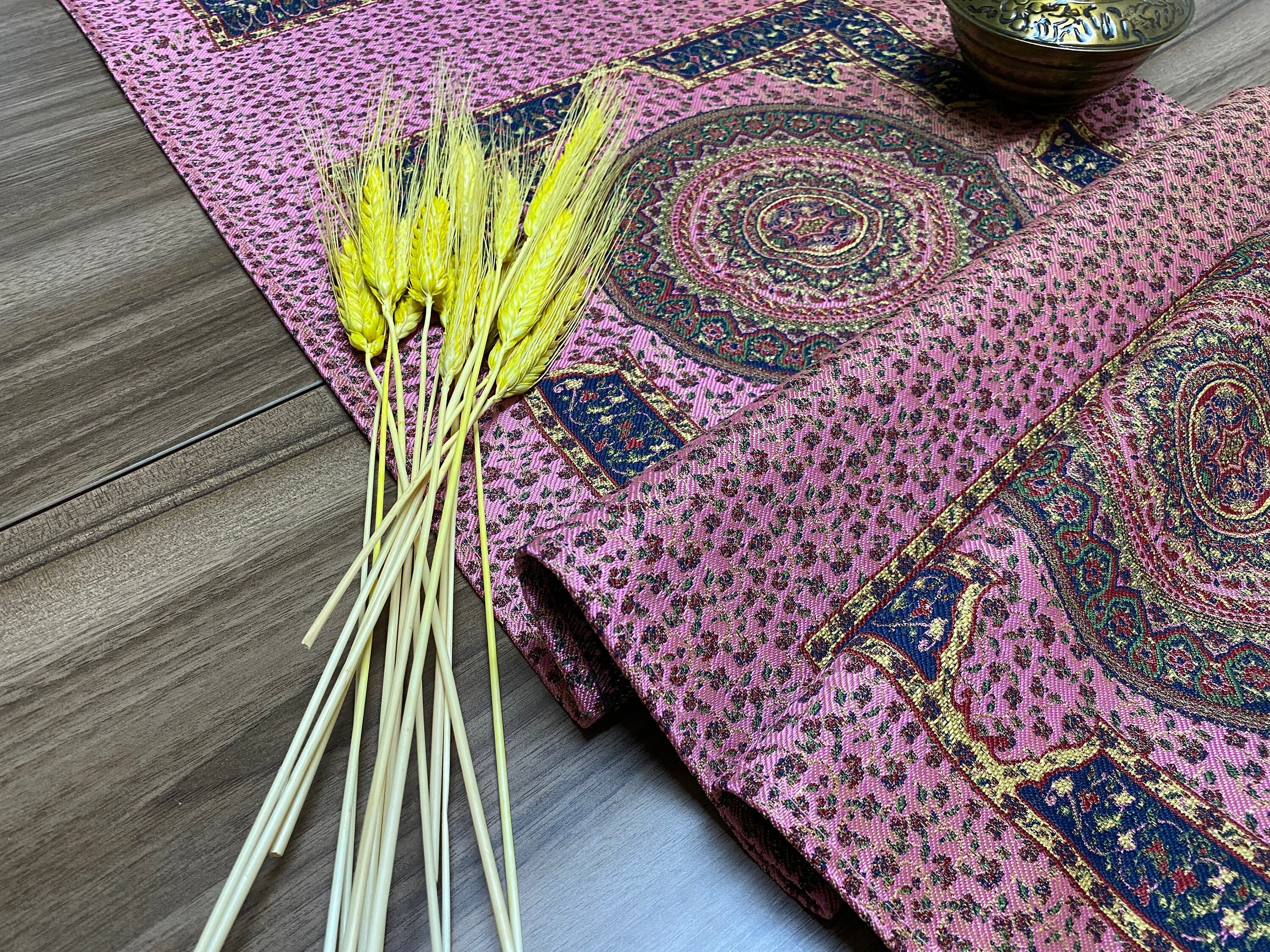 Pink Ceramic Pattern Turkish Coffee Table Cloth Runner, Aztec Boho Wedding Oriental Table Runner, Blue Diner Table Runner, RNR293 - image 4