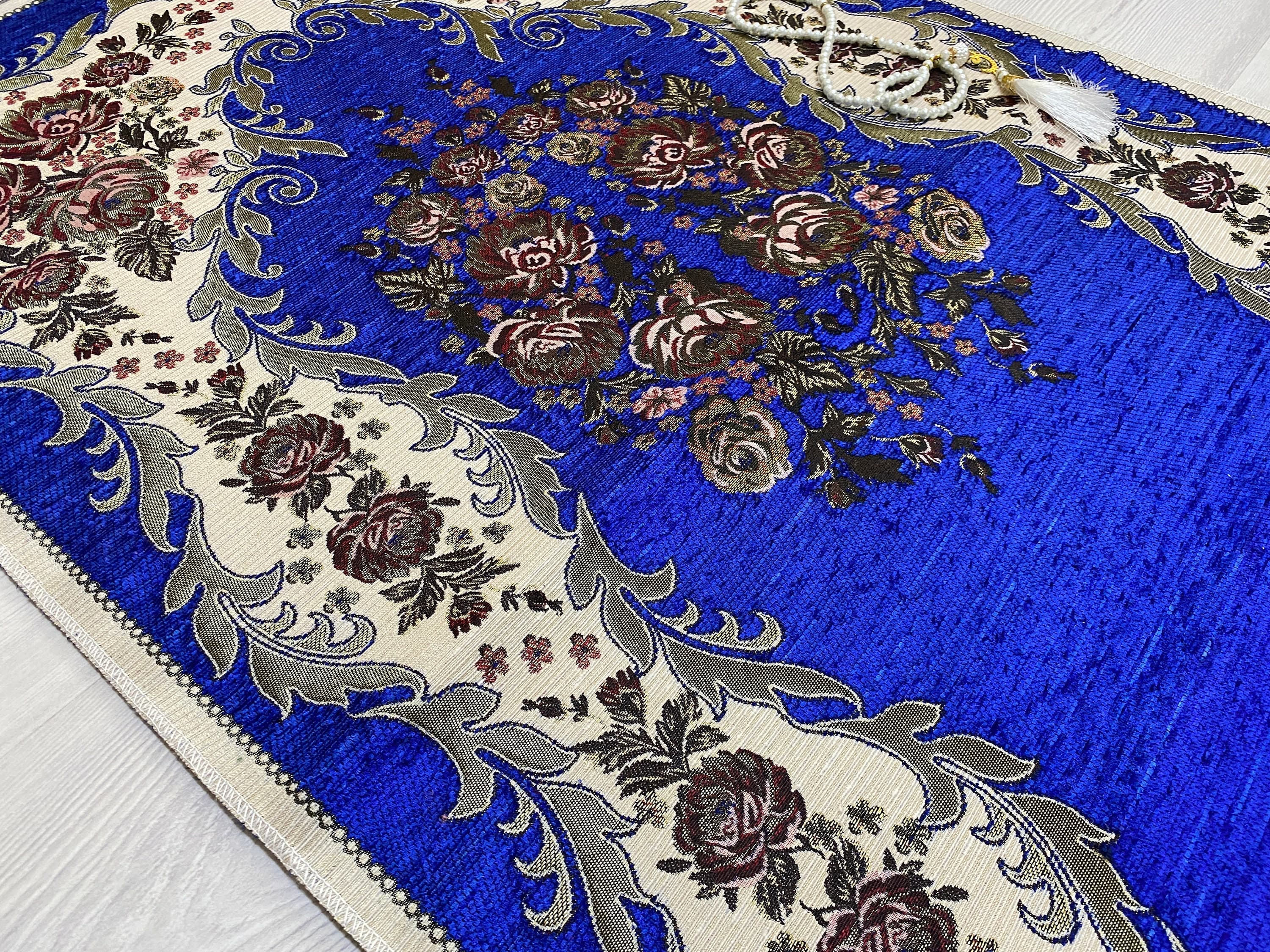 Blue Light Prayer Mat, Sejadah Prayer Mat with Tasbeeh,Muslim Wedding Gift, Prayer Rug, Muslim Janamaz, Islamic Gift, RNR529 - image 5