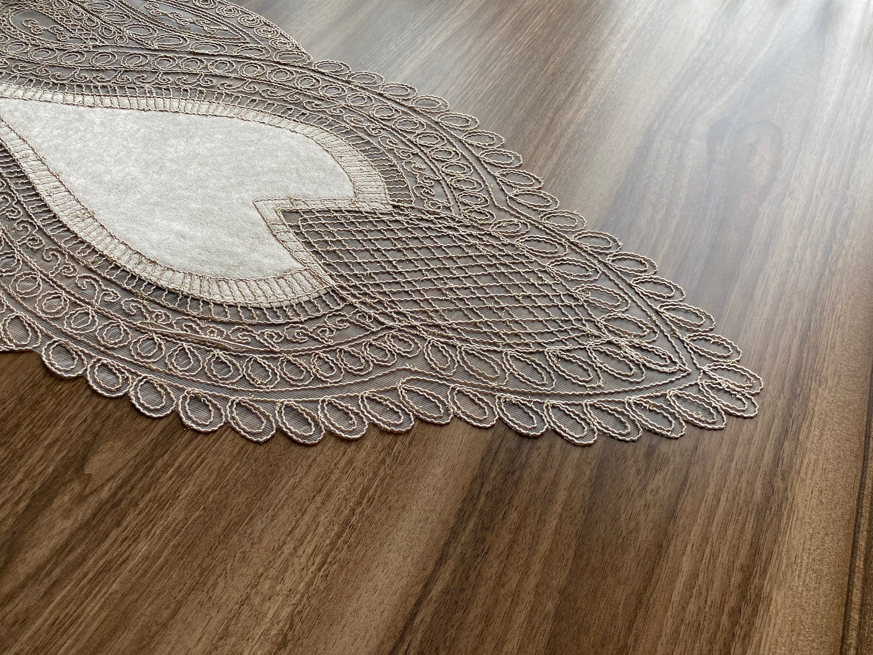 Cappuccino French Lace Table Runner, Delicate French Lace Table Runner For Wedding Table, Table Decoration, Organizations, Weddings, LC214 - image 4