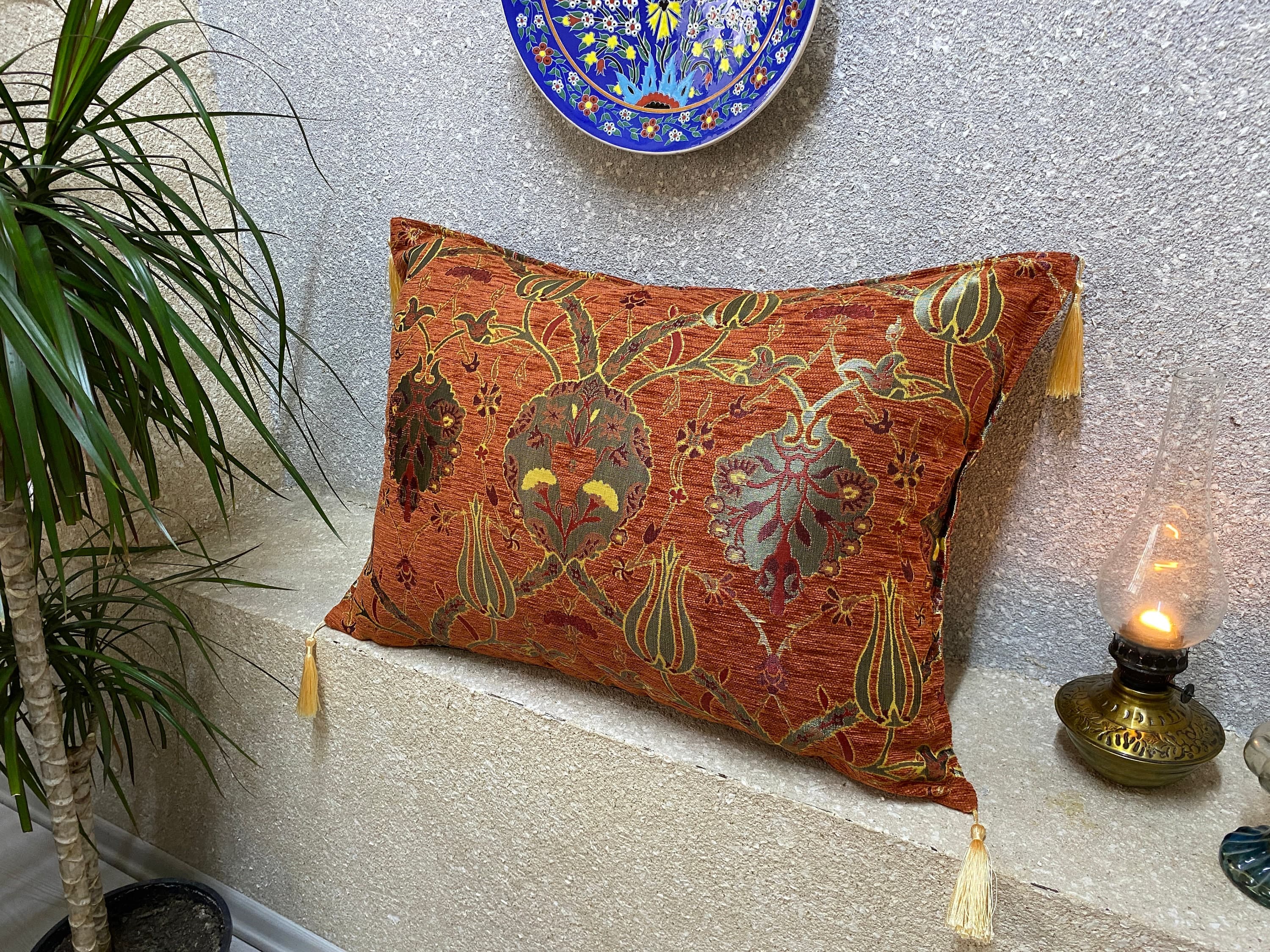 SET OF 2 Turkish Cushion Covers, Terracotta Oriental Pillow Case, Decorative Handmade Boho Style Pillow Case, CSH-101-104 - image 4