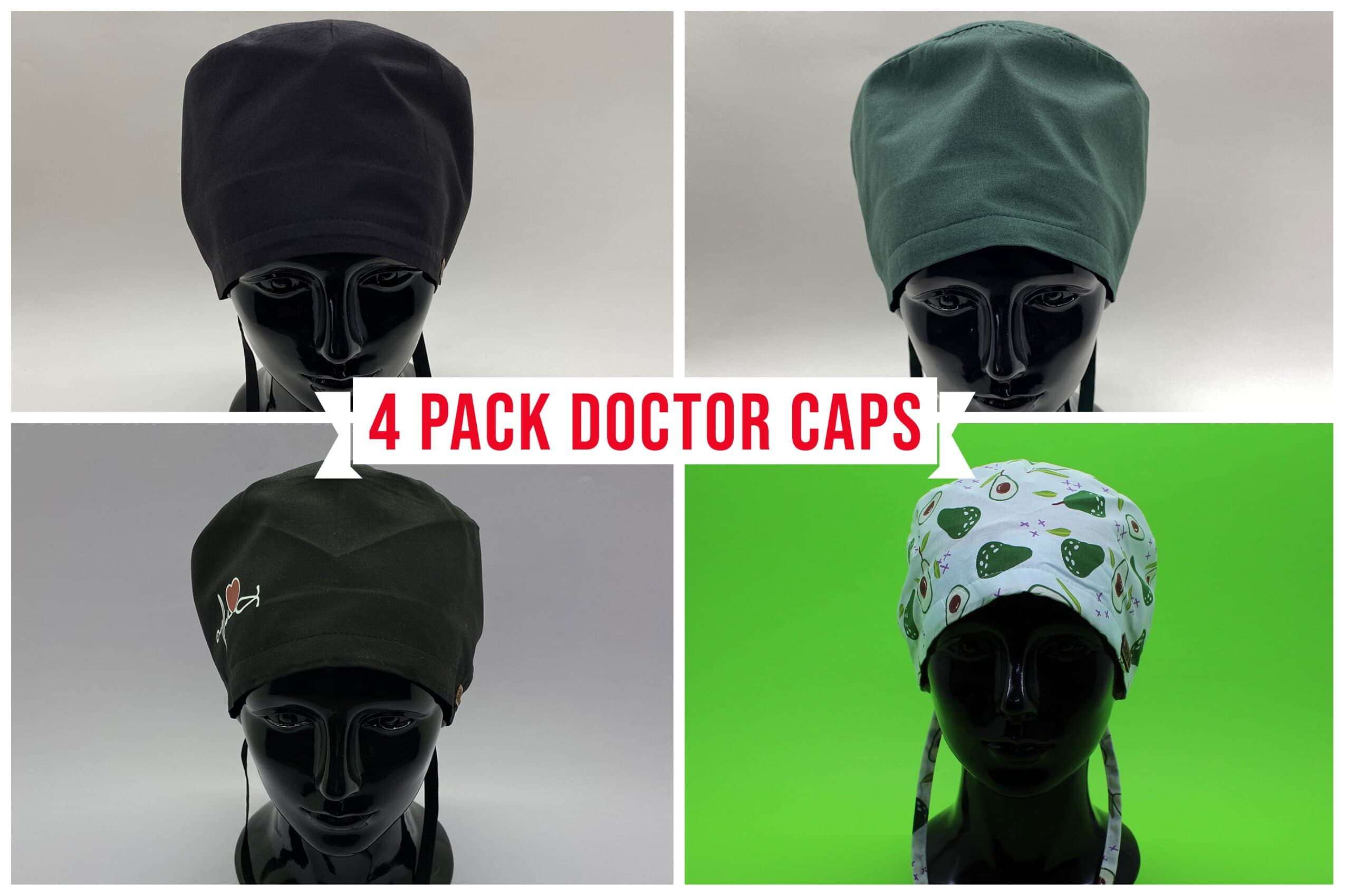 Anime Scrub Hat, Scrub Cap, 4 Pack Doctor Scrub Caps, HAT188-187-218-145