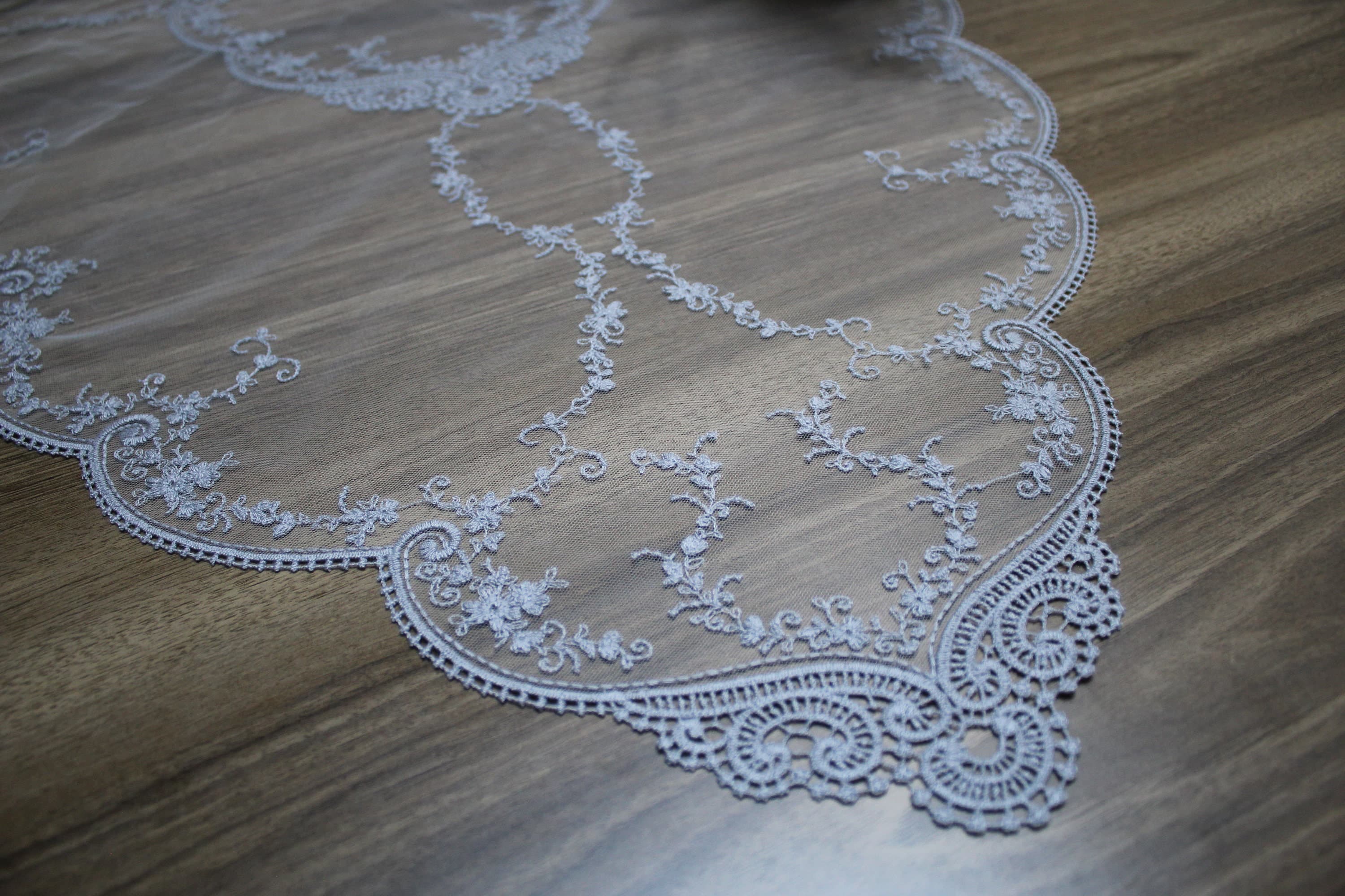 Gray French Lace Table Runner, Vintage Style French Tablecloth For Wedding Table, Linen Lace Runner Vintage, French Soft Lace,  LC109 - image 5