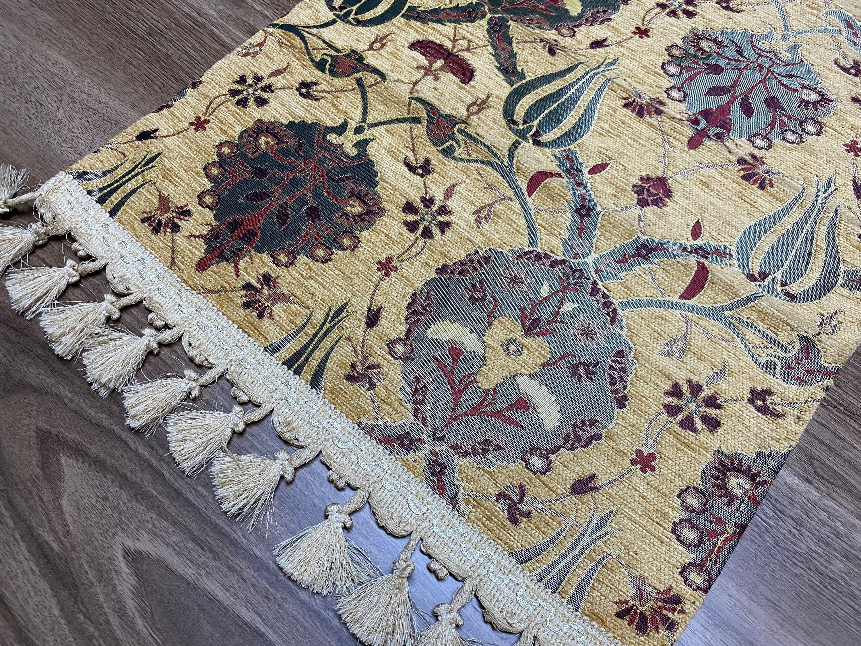 Mustard Tulip Pattern Mini Turkish Coffee Table Cloth Runner,  Home Boho Wedding Oriental Table Runner, Diner Table Runner, RNR331 - image 5