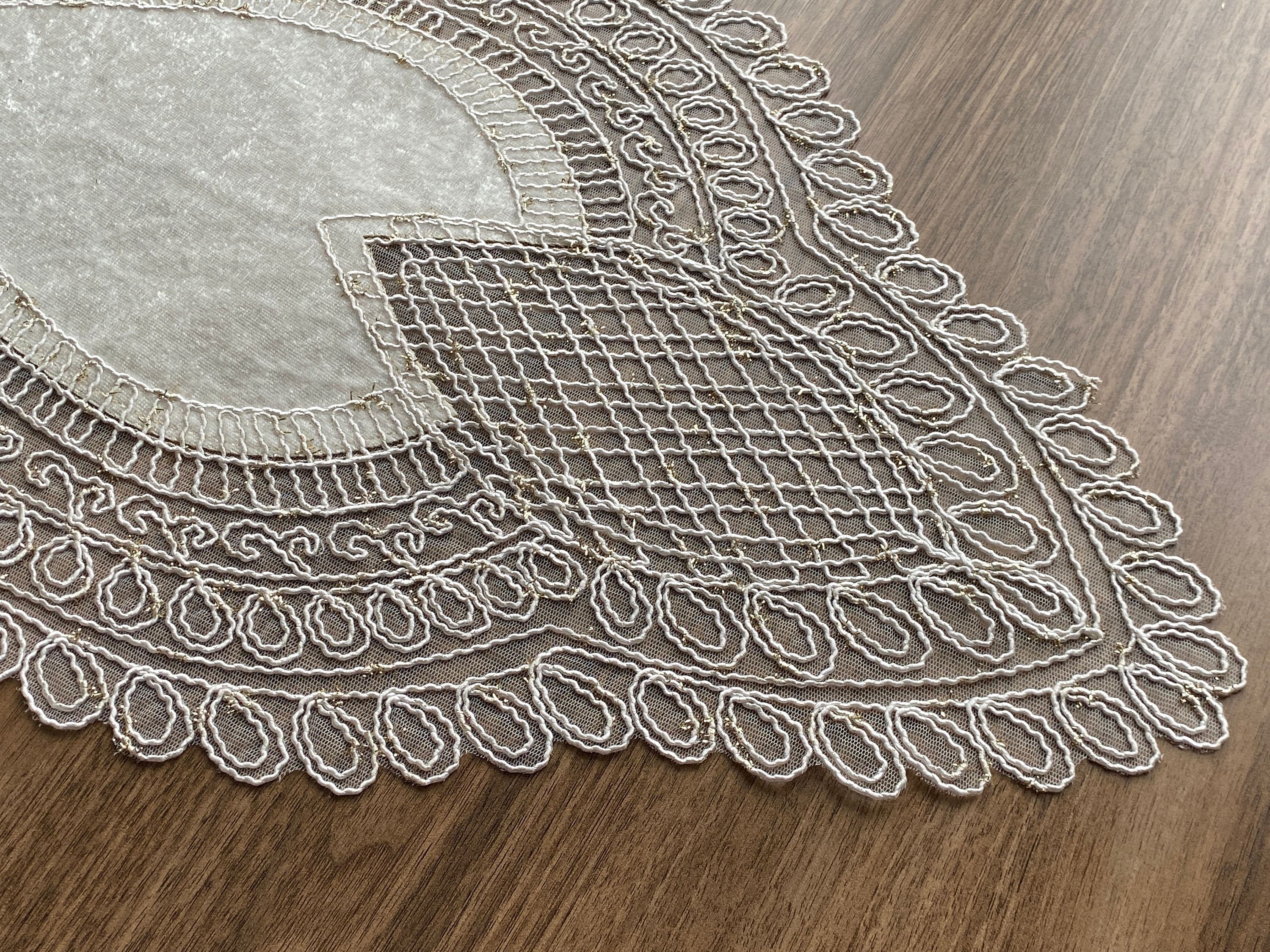 Cream French Lace Table Runner, Vintage Style French Shabby chic For Wedding Table, Rustic Lace Runner, Elegant Table Runner,  LC216 - image 5