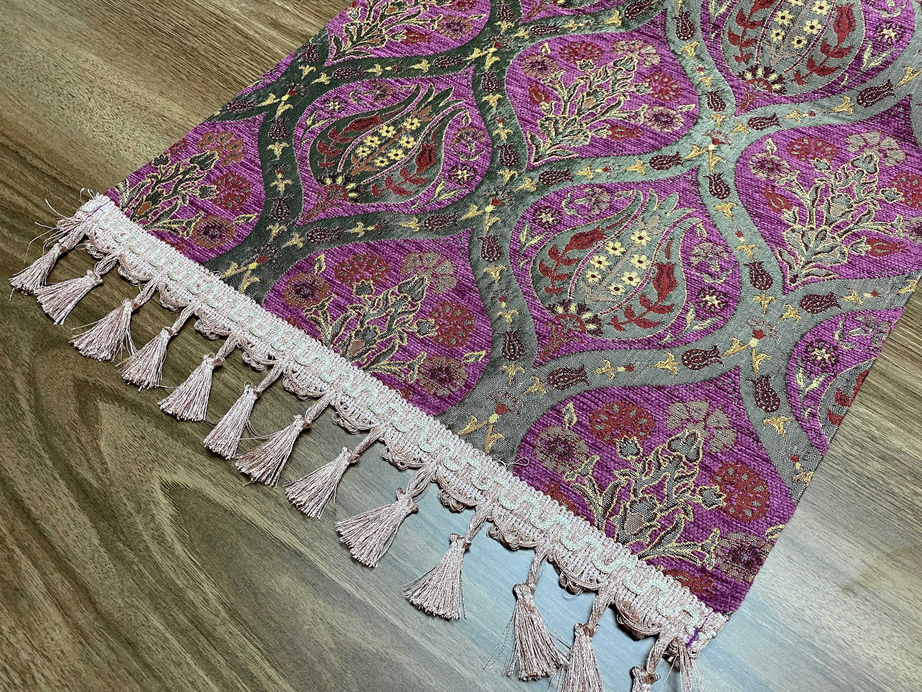 Fuchsia Tulip Pattern Turkish Coffee Table Cloth Runner,  Carnation Boho Wedding Oriental Table Runner, Diner Table Runner Cloth, RNR257 - image 5