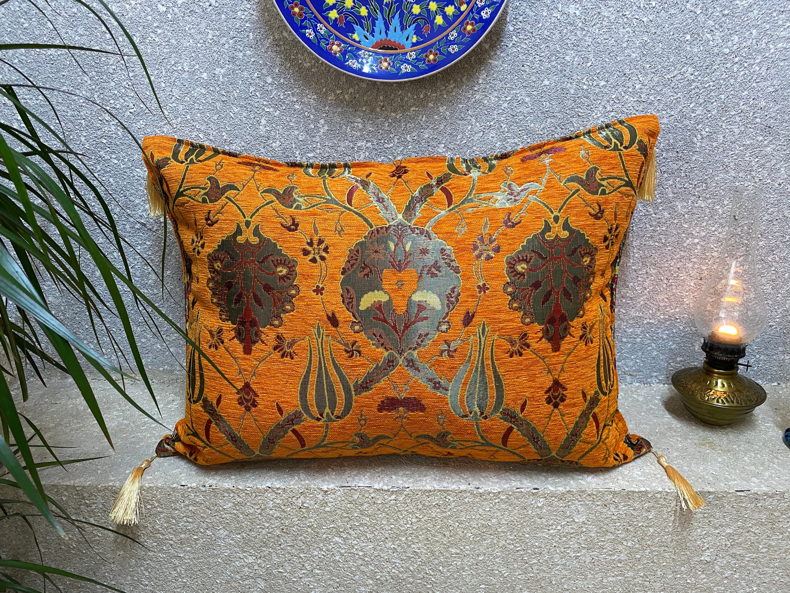 Beautiful Tulip Pattern Ottoman Chenille Woven Cushion Covers, Bohemian Pillow, Kilim Sham, Couch Pillow,  18x26 Inch Cushion Covers, CSH102 - image 5