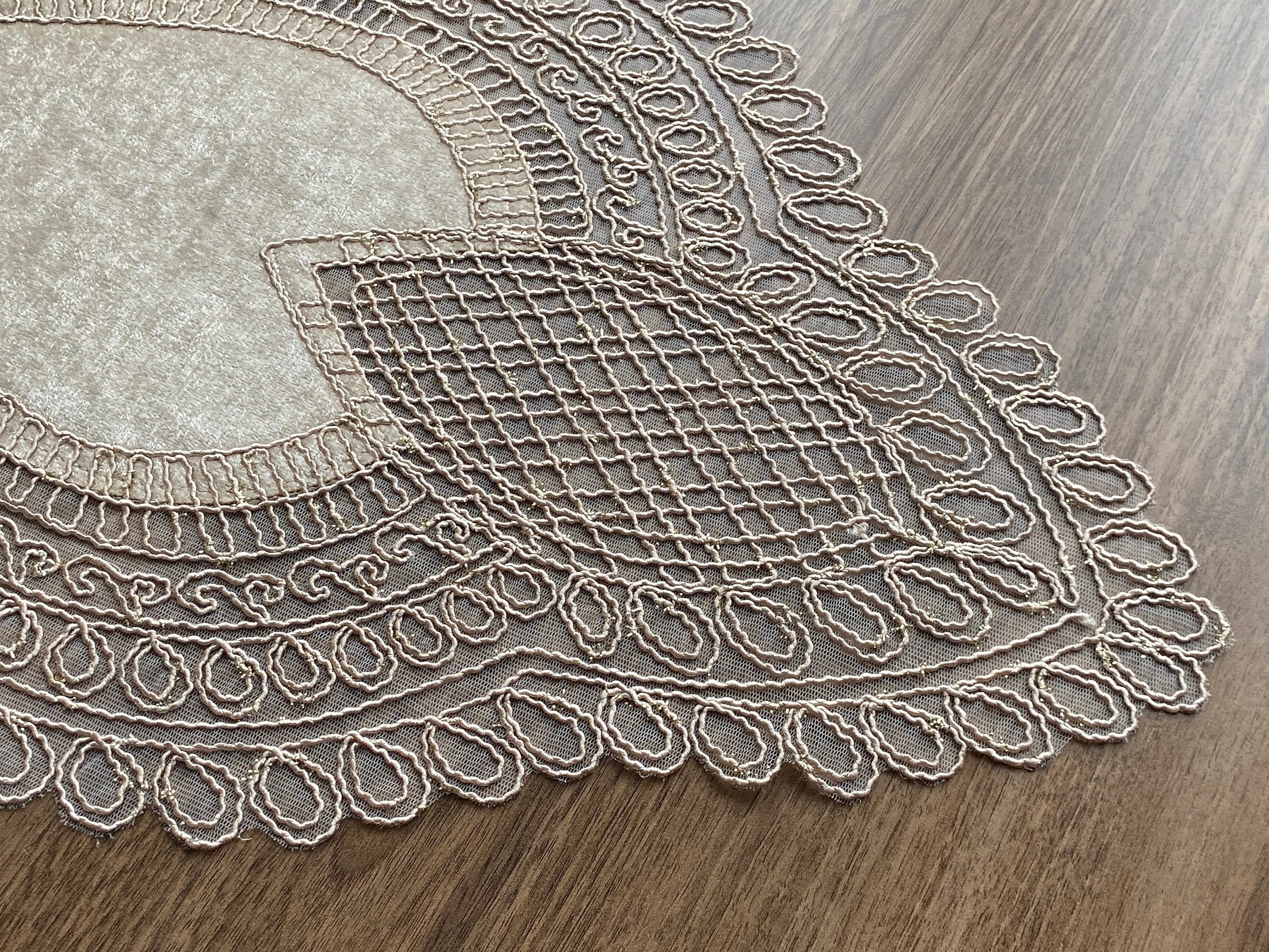 Cappuccino French Lace Table Runner, Vintage Style French Shabby chic For Wedding Table, Rustic Lace Runner, Elegant Table Runner,  LC213 - image 5
