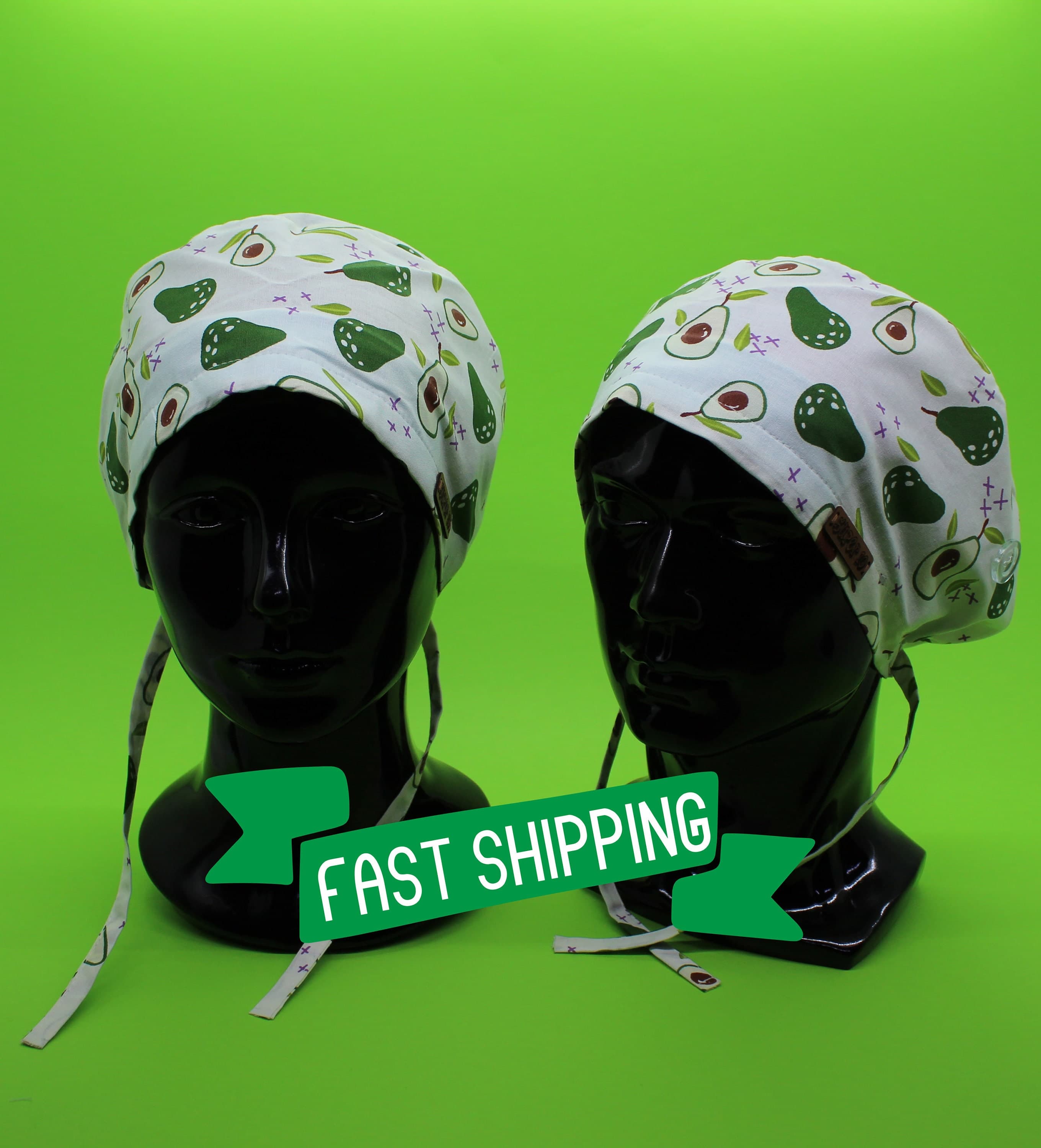 Anime Scrub Hat, Scrub Cap, Unisex Surgical Scrub Cap Hat with Buttons, Men's Scrub Cap, Avocado Short Hair Scrub Cap,      HAT145 - image 3
