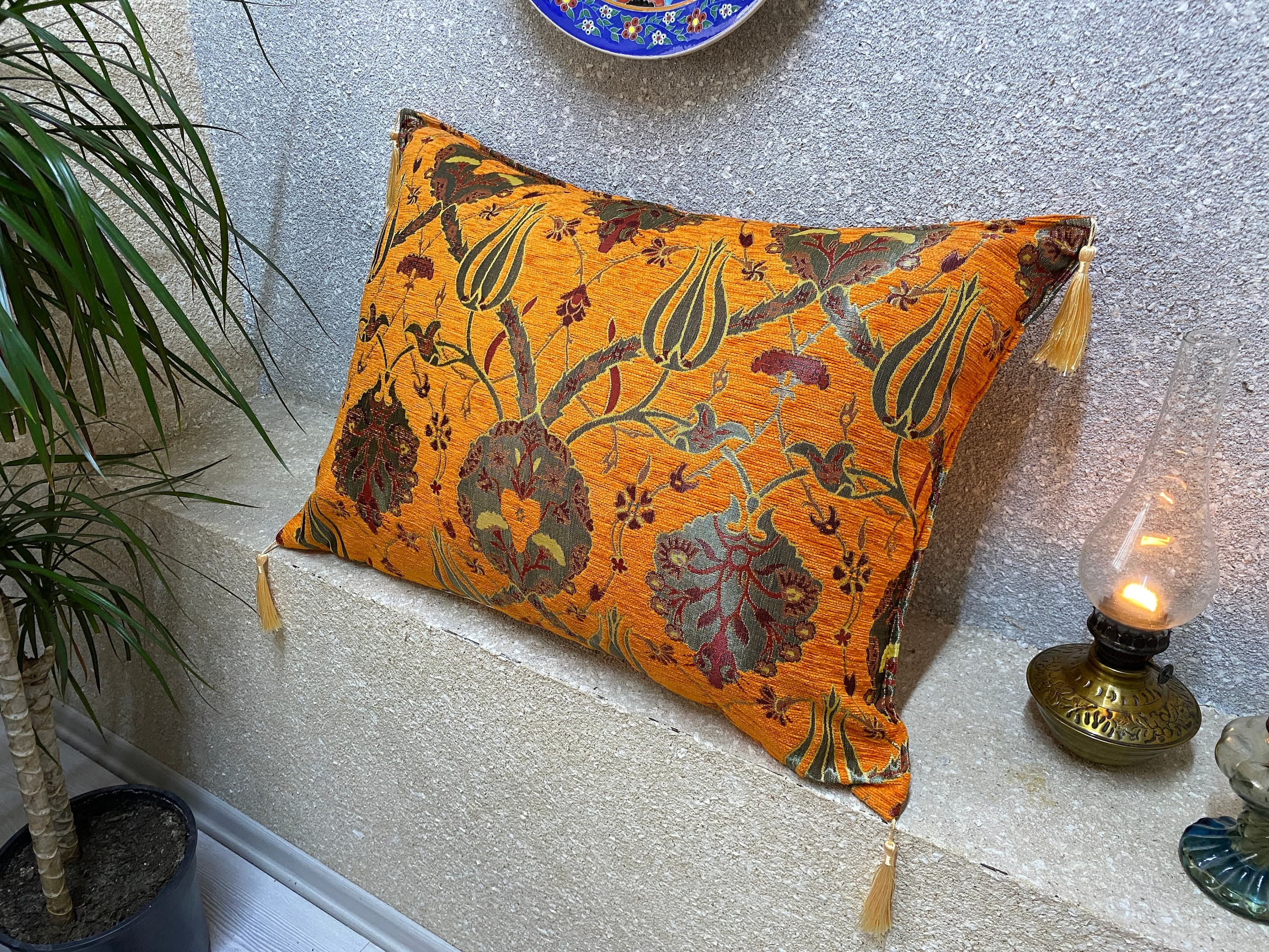 Beautiful Tulip Pattern Ottoman Chenille Woven Cushion Covers, Bohemian Pillow, Kilim Sham, Couch Pillow,  18x26 Inch Cushion Covers, CSH102 - image 3