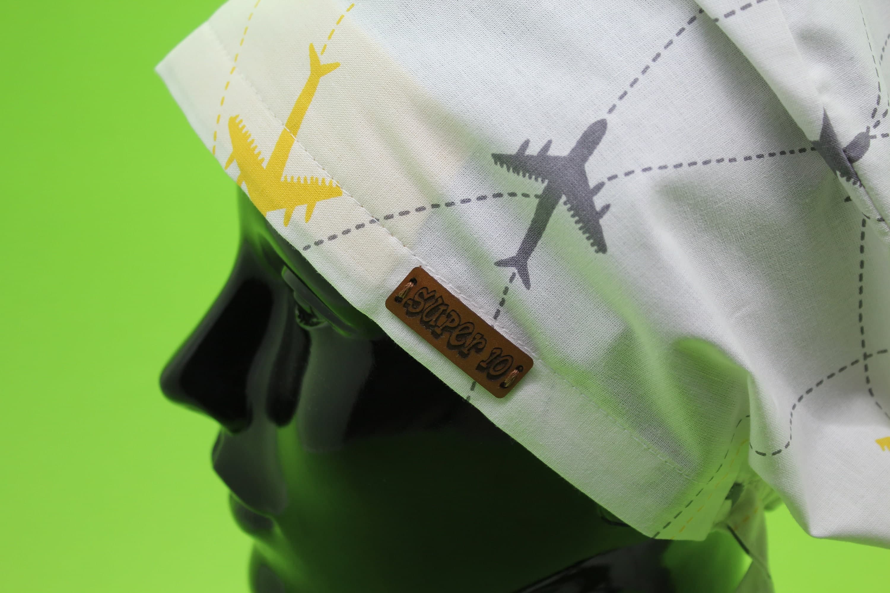 Aeroplane Surgical Scrub Cap Hat for Women with Buttons, Airplane Scrub Cap,Womens Euro Scrub, Doctor Surgical Cap,         HAT141 - image 4
