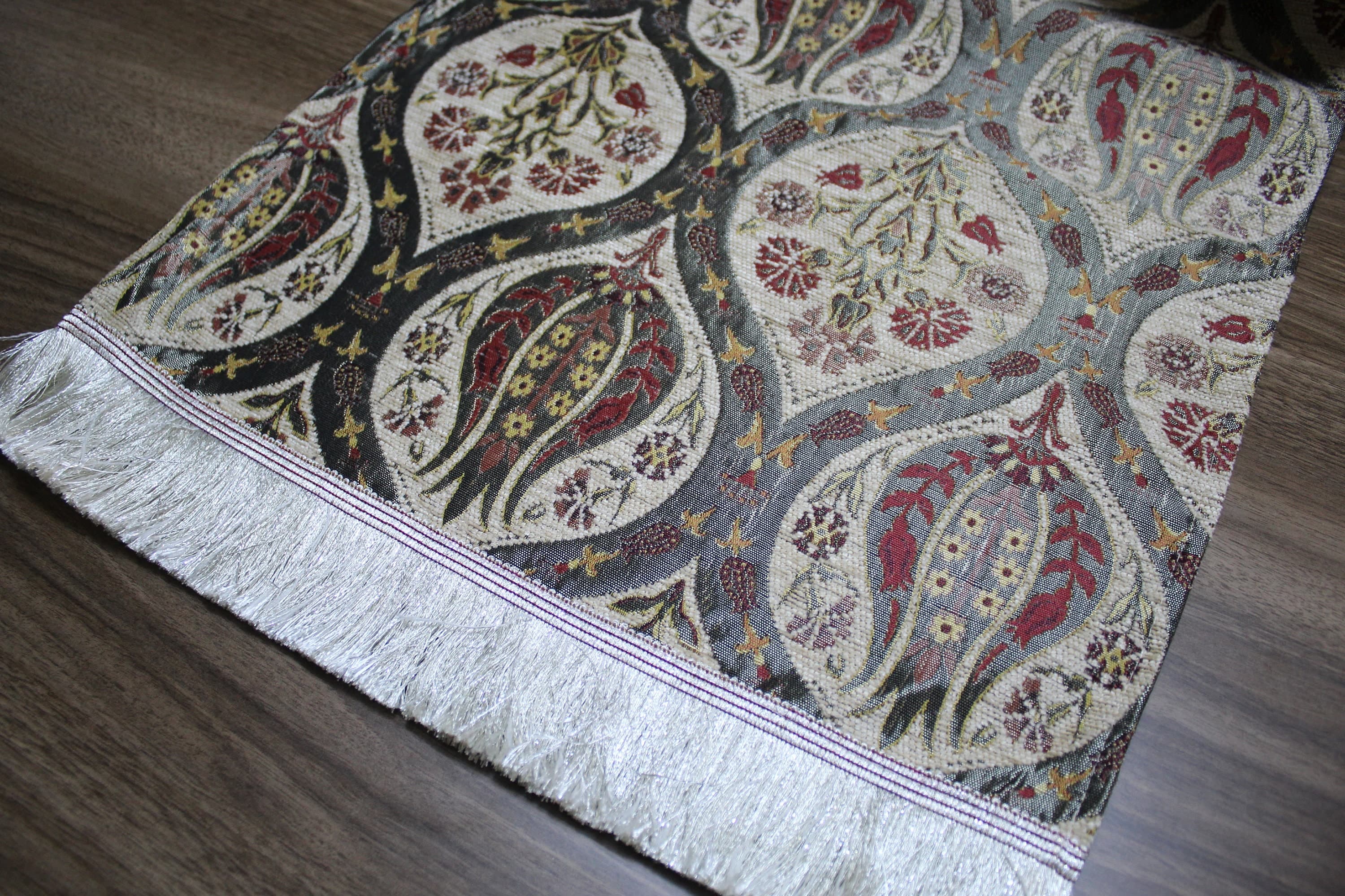 Cream Turkish  Table Cloth Runner, Tulip Design Floral Boho Table Runner For Wedding, Burgundy Table Cover,Coffee Table Runner,RNR182 - image 5