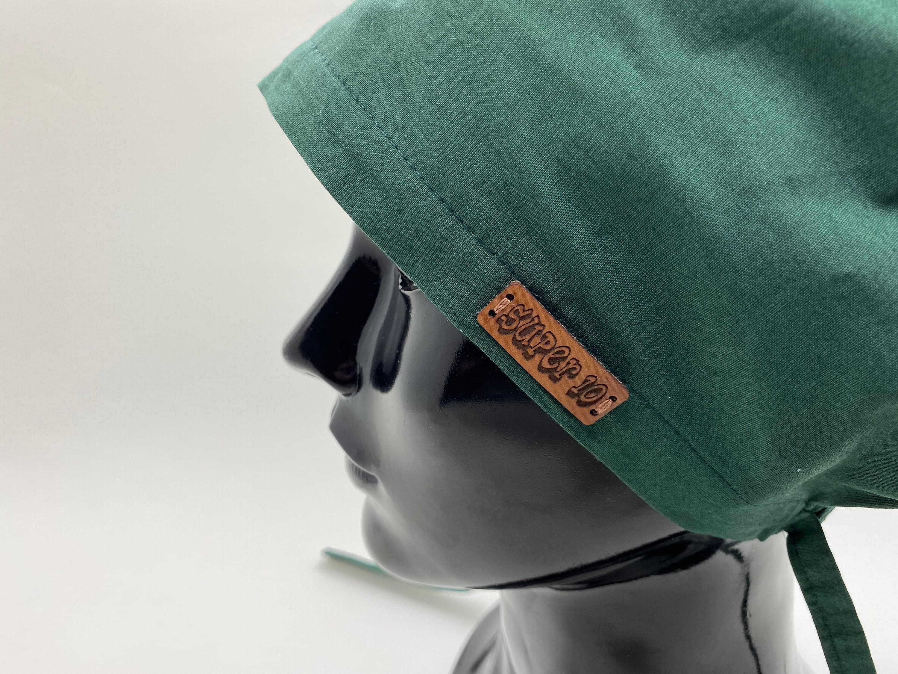Green Dentist Surgical Scrub Cap Hat with Buttons, Tooth Print Surgical Scrub Cap Hat , Scrub Cap, Ponytail Scrub Hat, Nurses Hat,    HAT214 - image 5